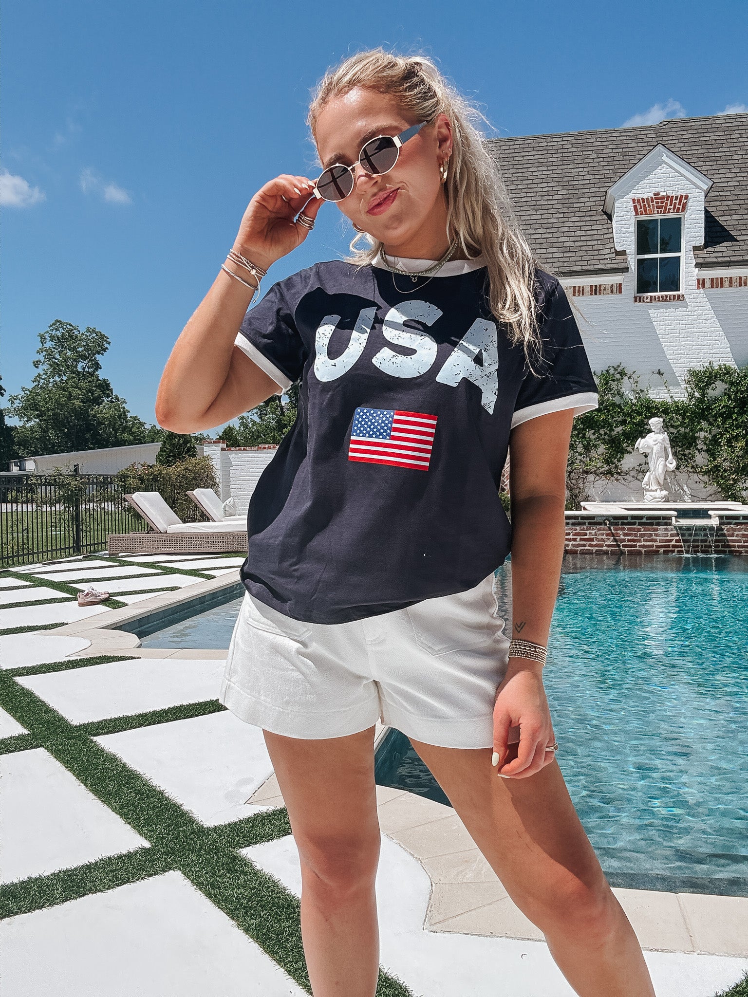 USA Tee in Navy