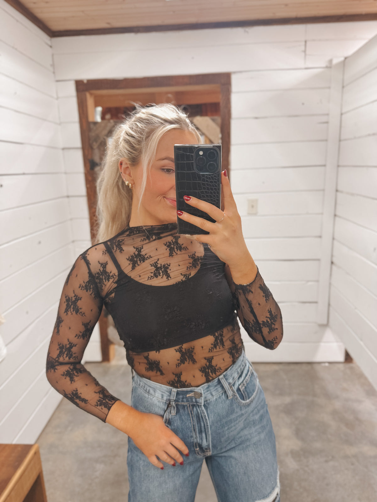 Layered Perfection Lace Top in Black