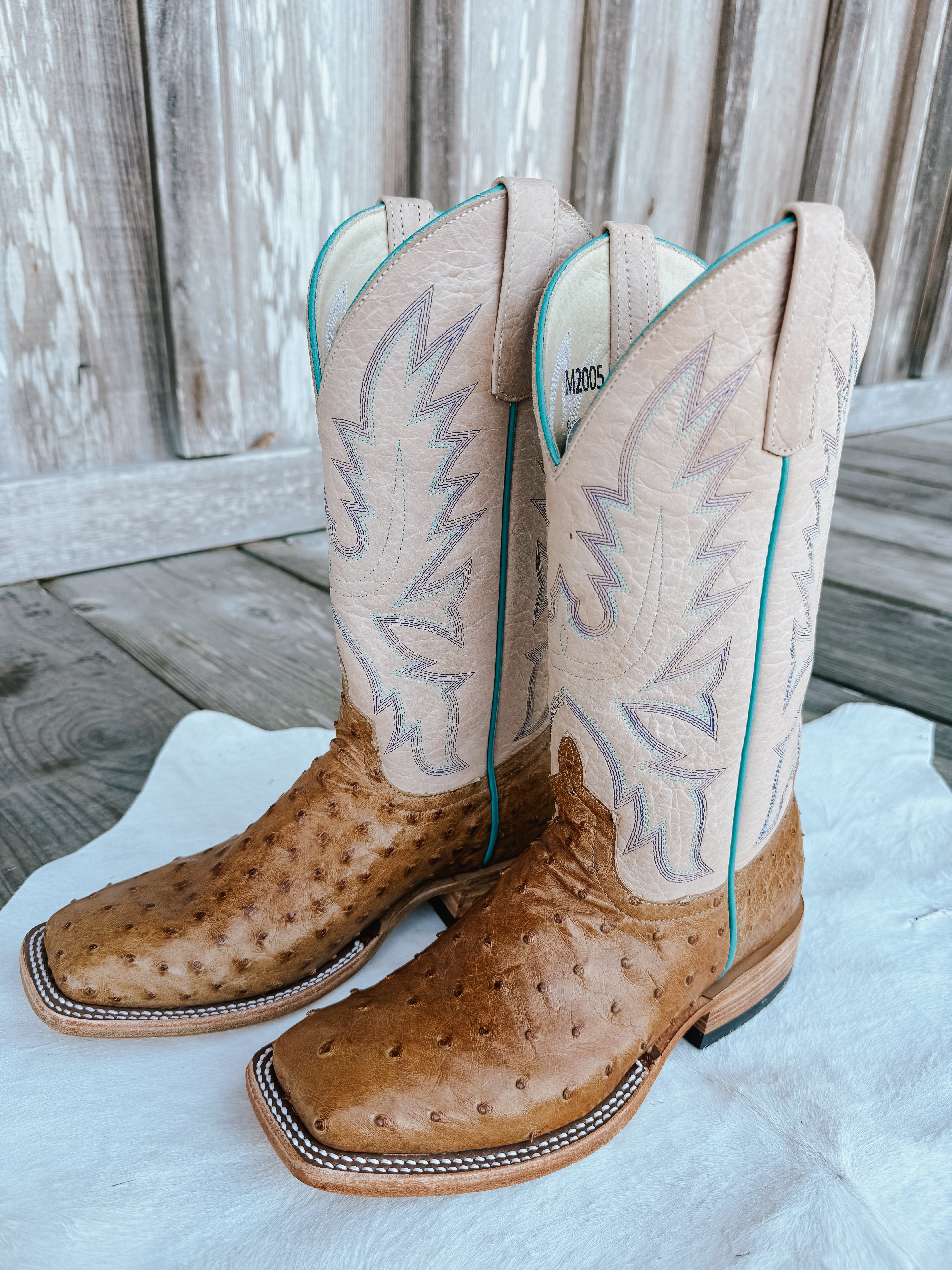 Women's Macie Bean Top Hand Antique Saddle Full Quill Ostrich Cowgirl Boot