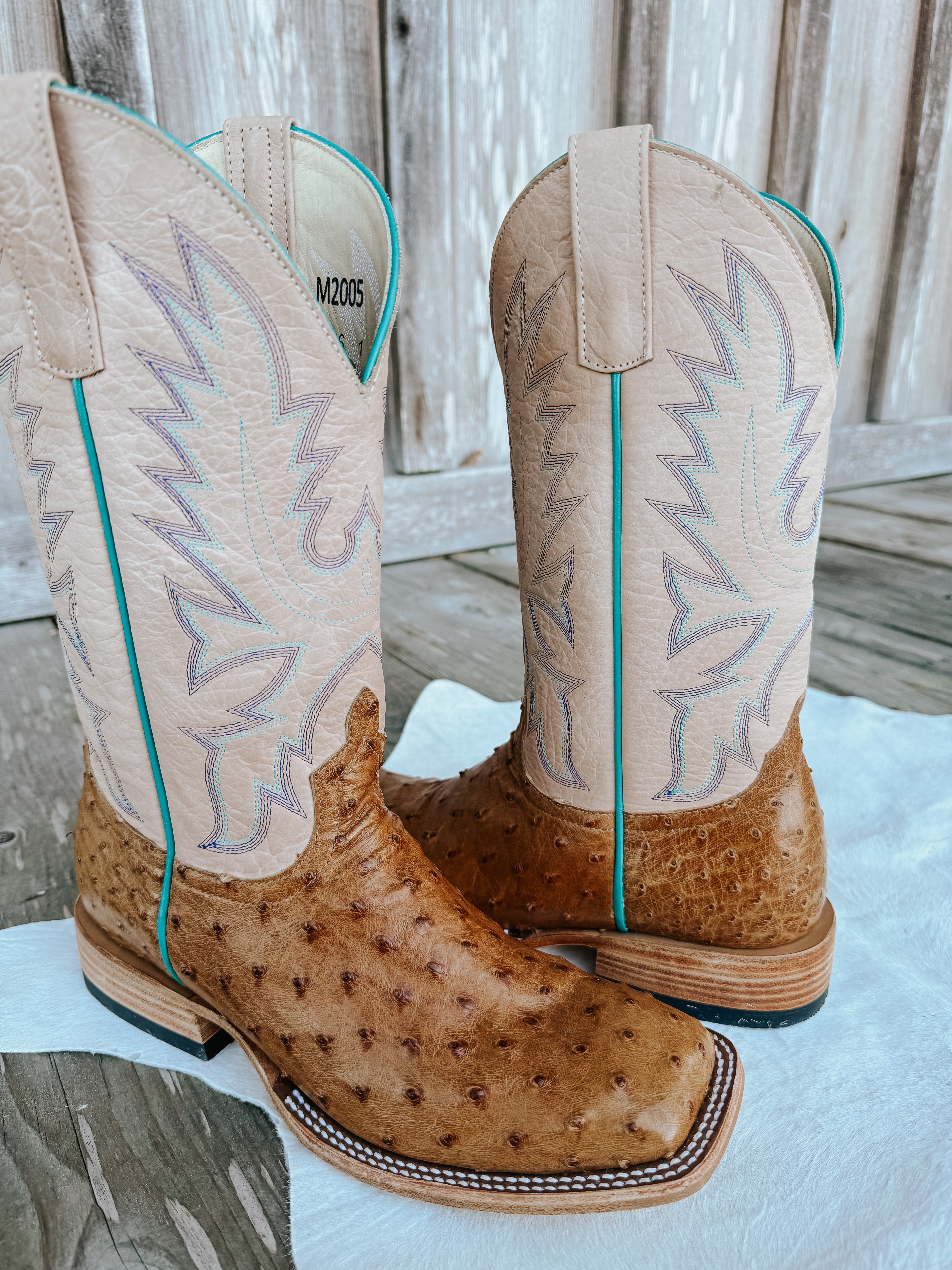 Women's Macie Bean Top Hand Antique Saddle Full Quill Ostrich Cowgirl Boot