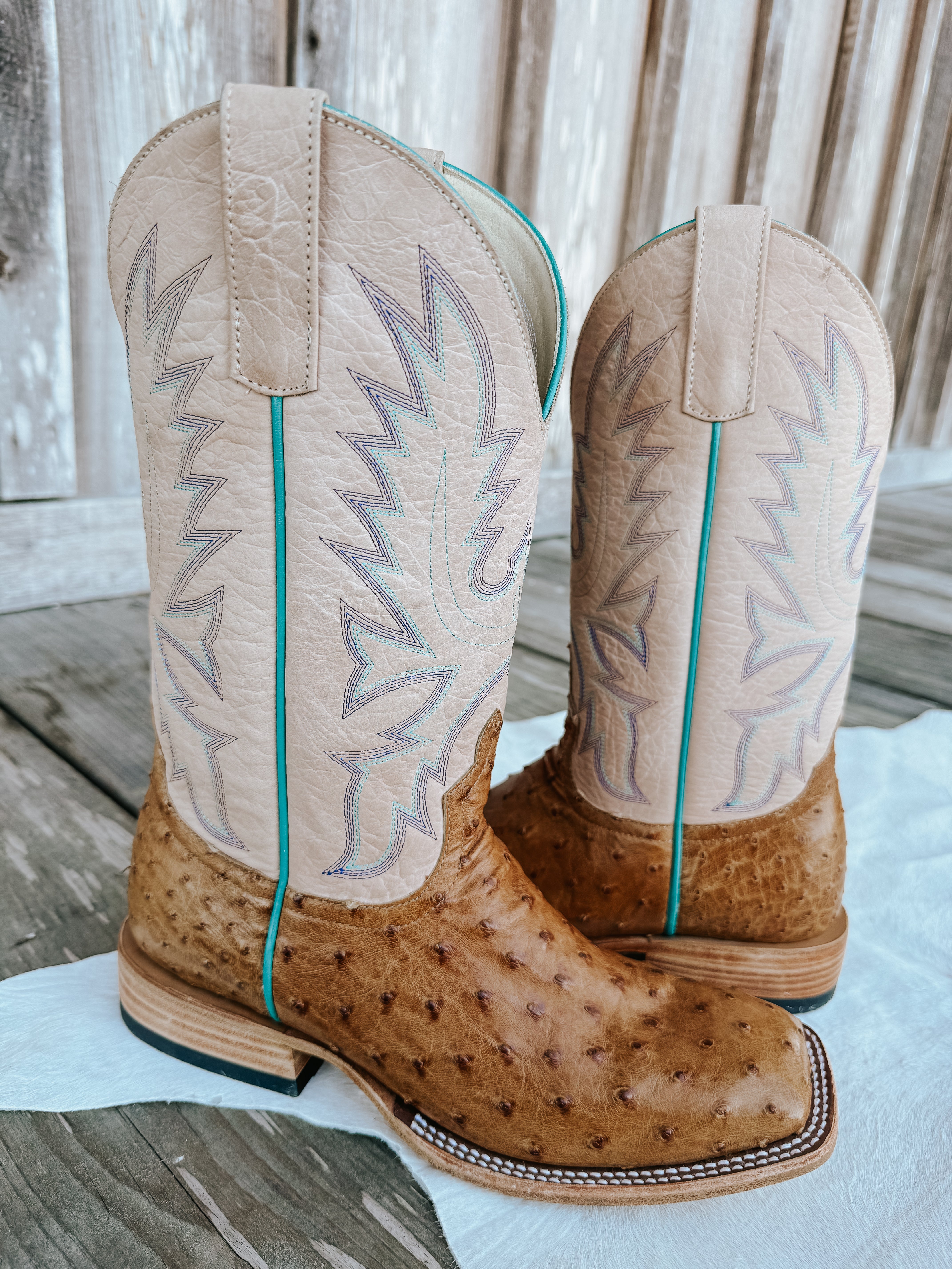 Women's Macie Bean Top Hand Antique Saddle Full Quill Ostrich Cowgirl Boot