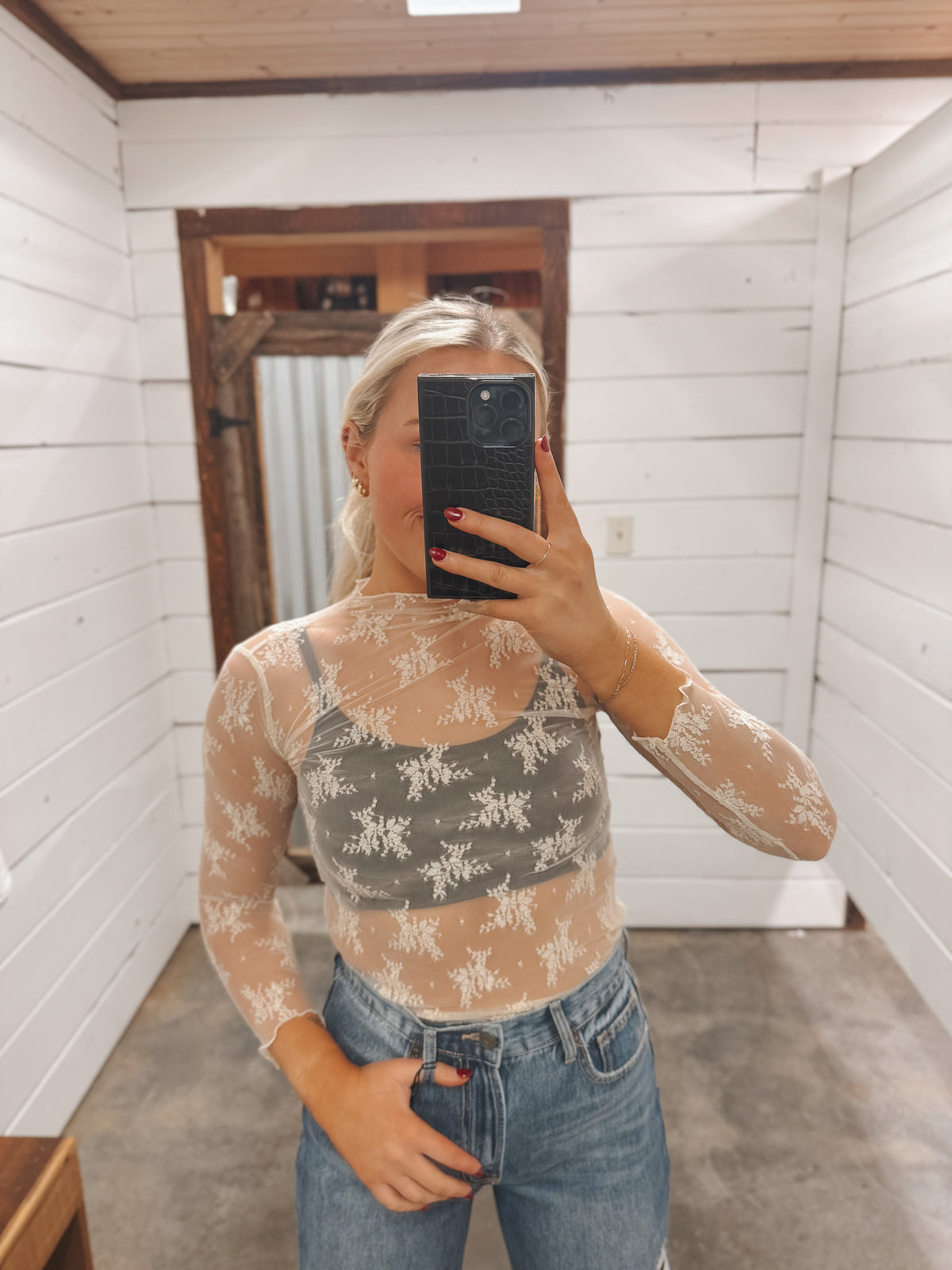 Layered Perfection Lace Top in Beige