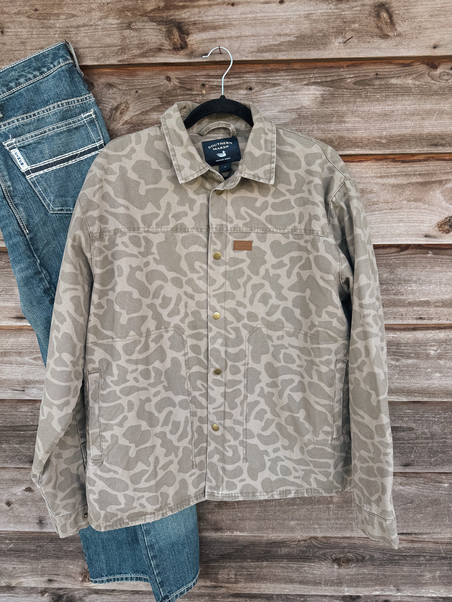 Men's Southern Marsh Camo Bishop Rugged Canvas Jacket in Dark Brown