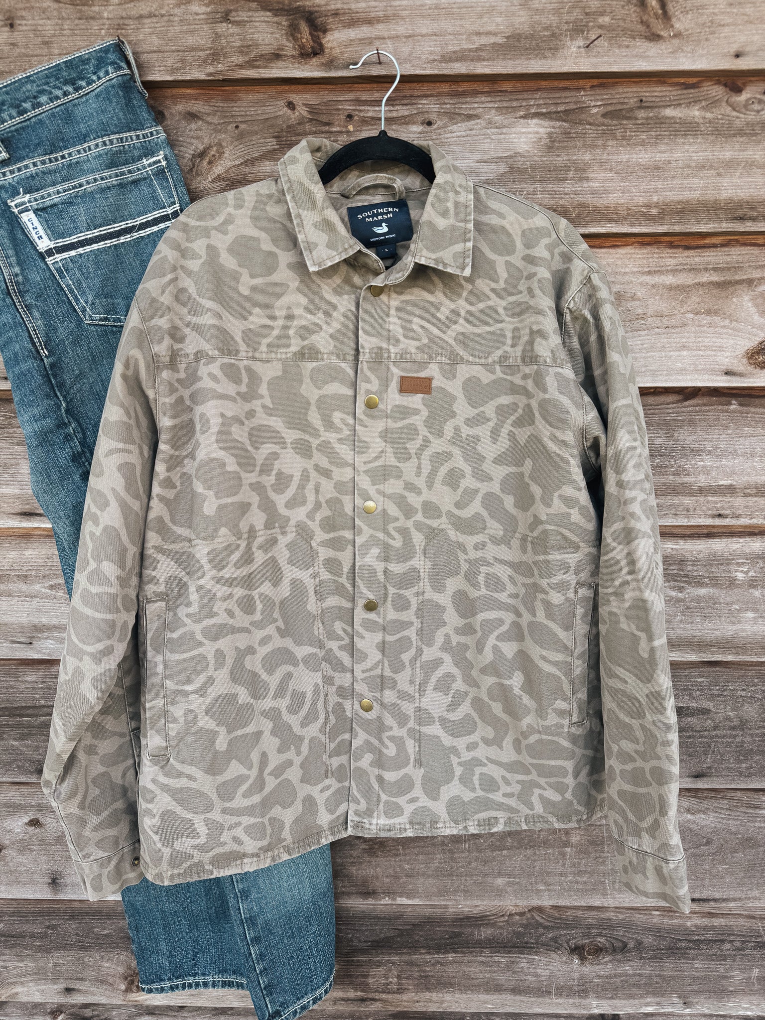 Men's Southern Marsh Camo Bishop Rugged Canvas Jacket in Dark Brown