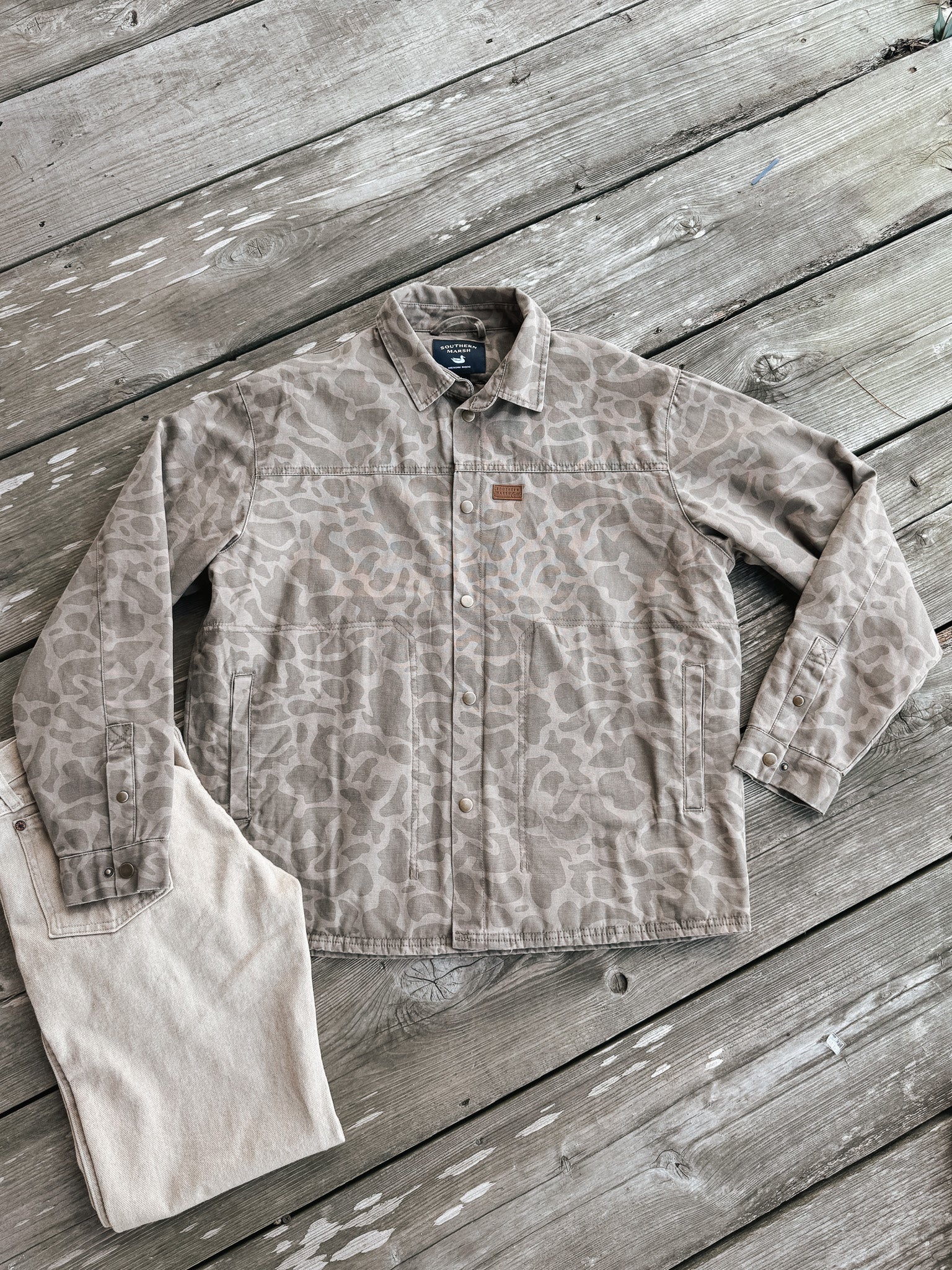 Men's Southern Marsh Camo Bishop Rugged Canvas Jacket in Dark Brown