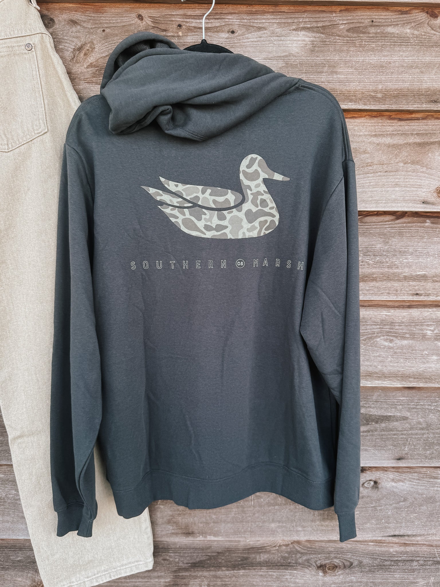 Men's Southern Marsh Surfside Hoodie Duck Originals in Charcoal Gray