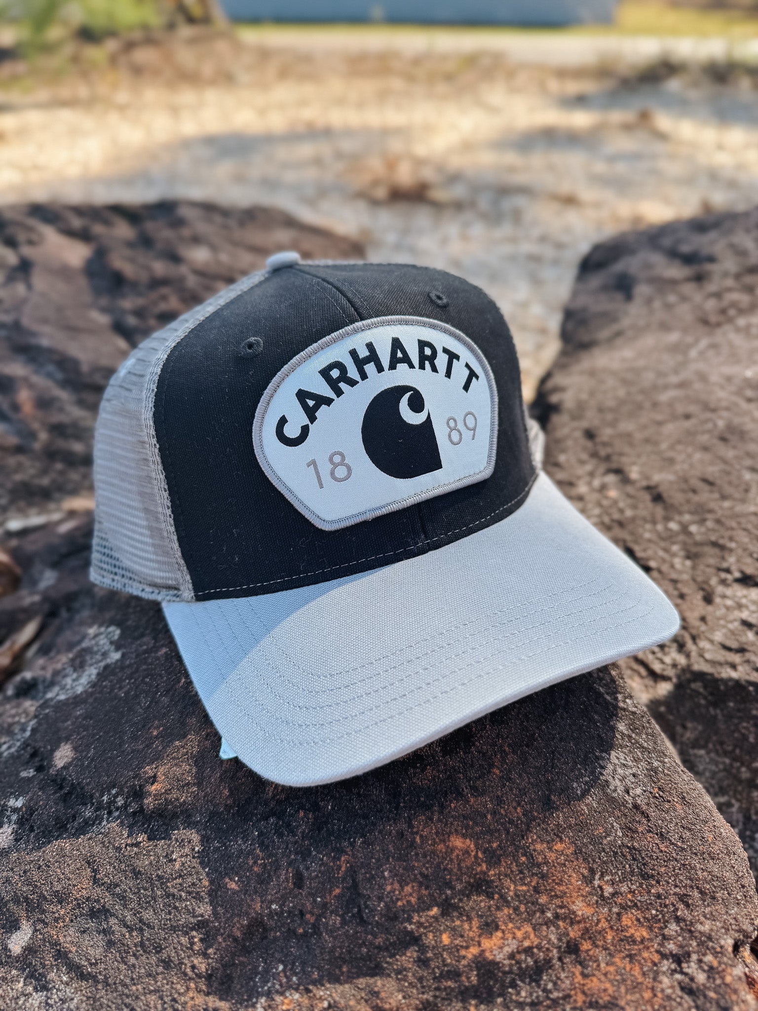 Men's Carhartt Canvas Mesh-Back 1889 Patch Cap in Asphalt