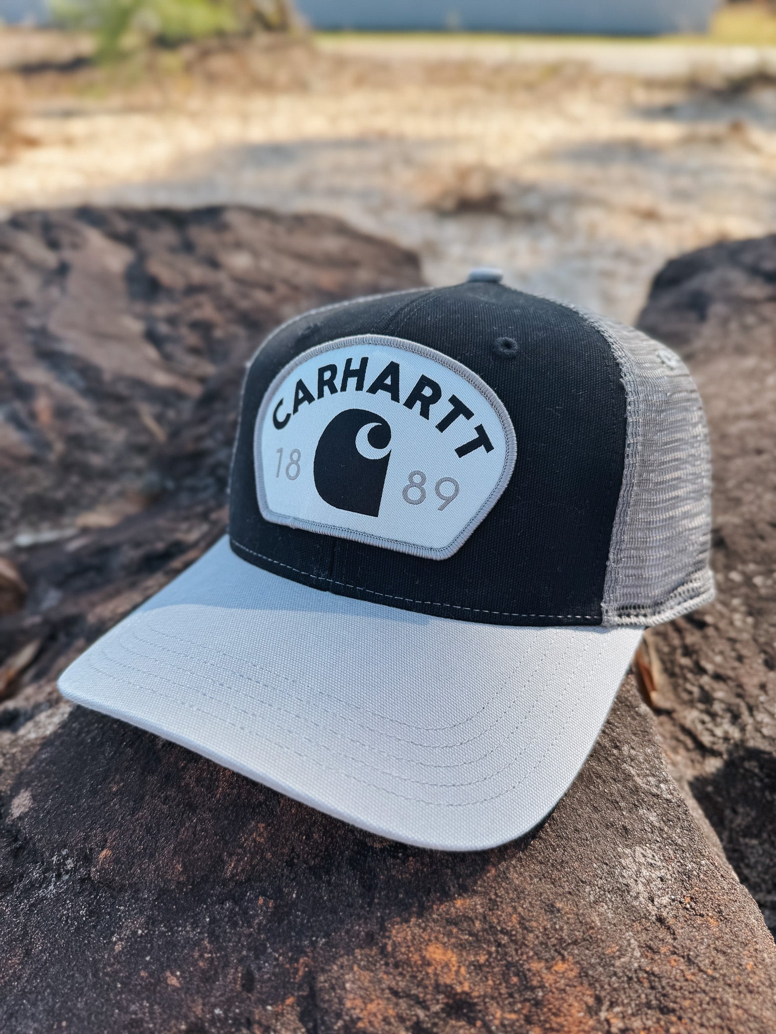 Men's Carhartt Canvas Mesh-Back 1889 Patch Cap in Asphalt