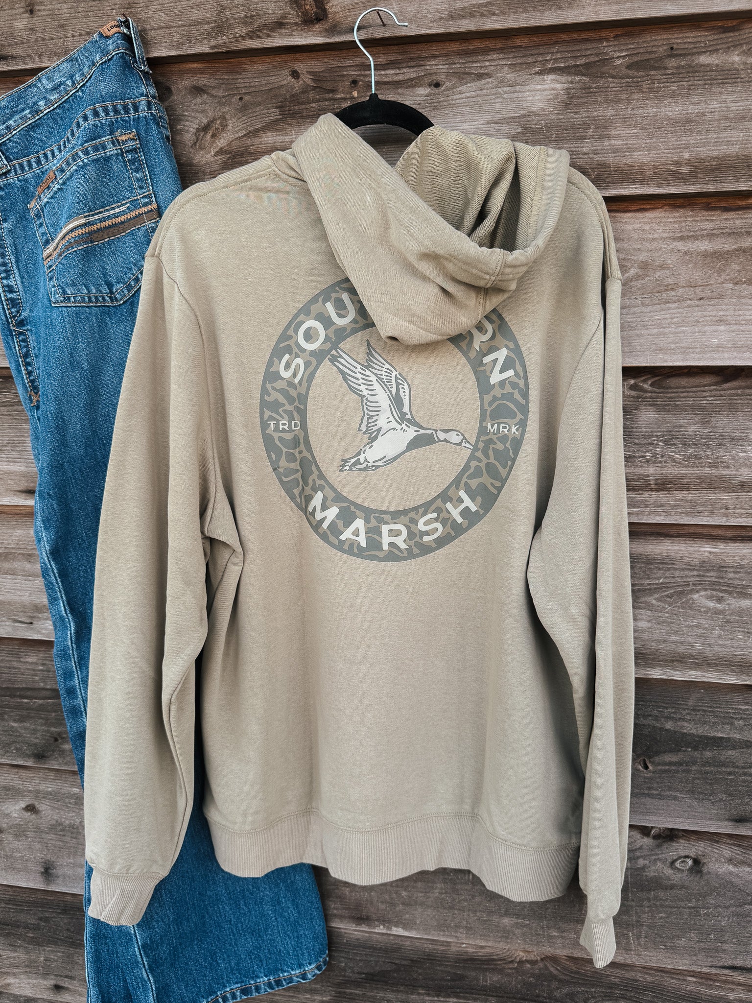 Men's Southern Marsh Surfside Hoodie - Inflight Camo in Khaki