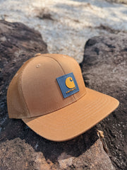Carhartt Rugged Flex Twill Mesh-Back Logo Patch Cap in Brown