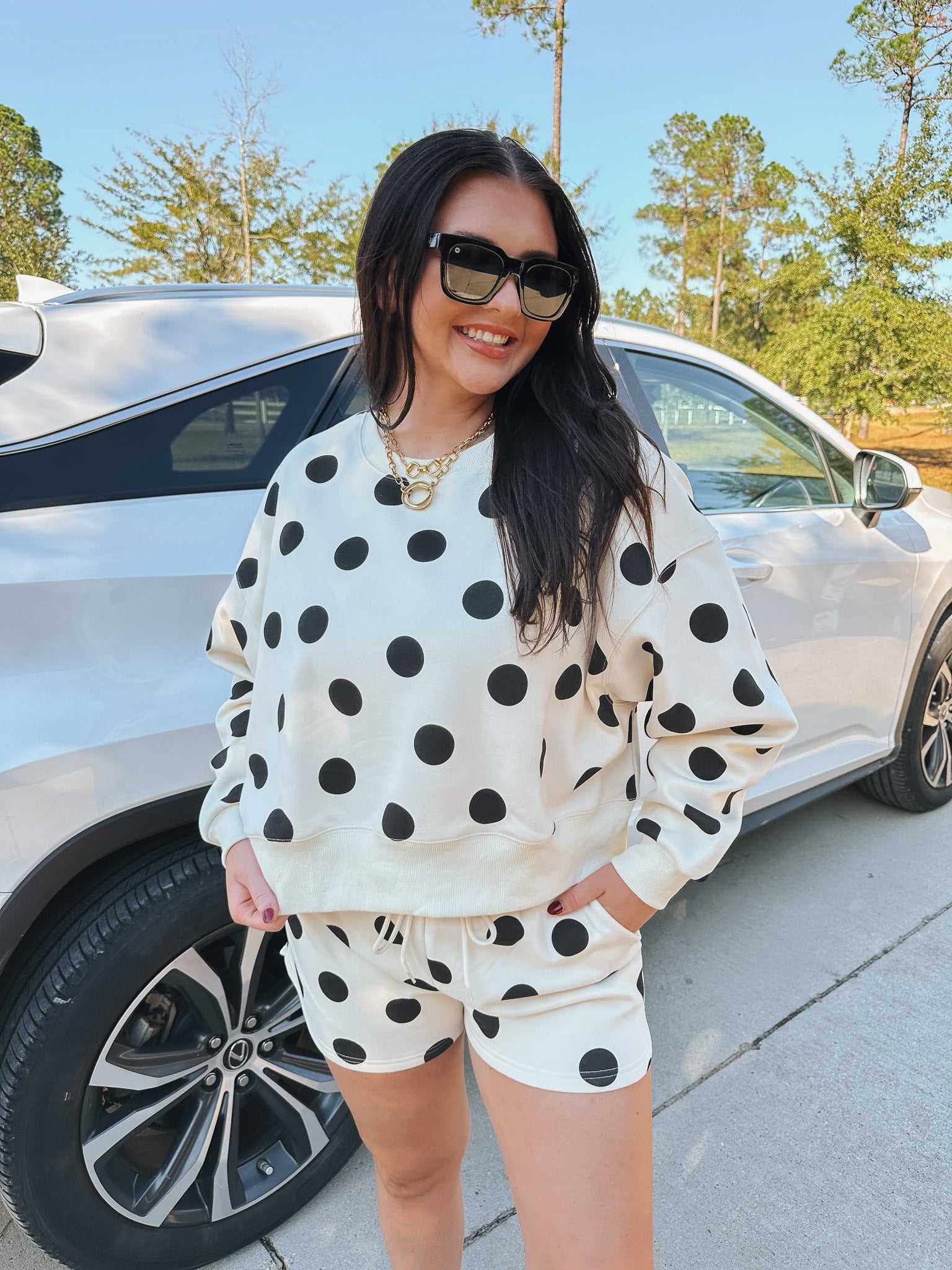 Polka Dot Cream Shorts