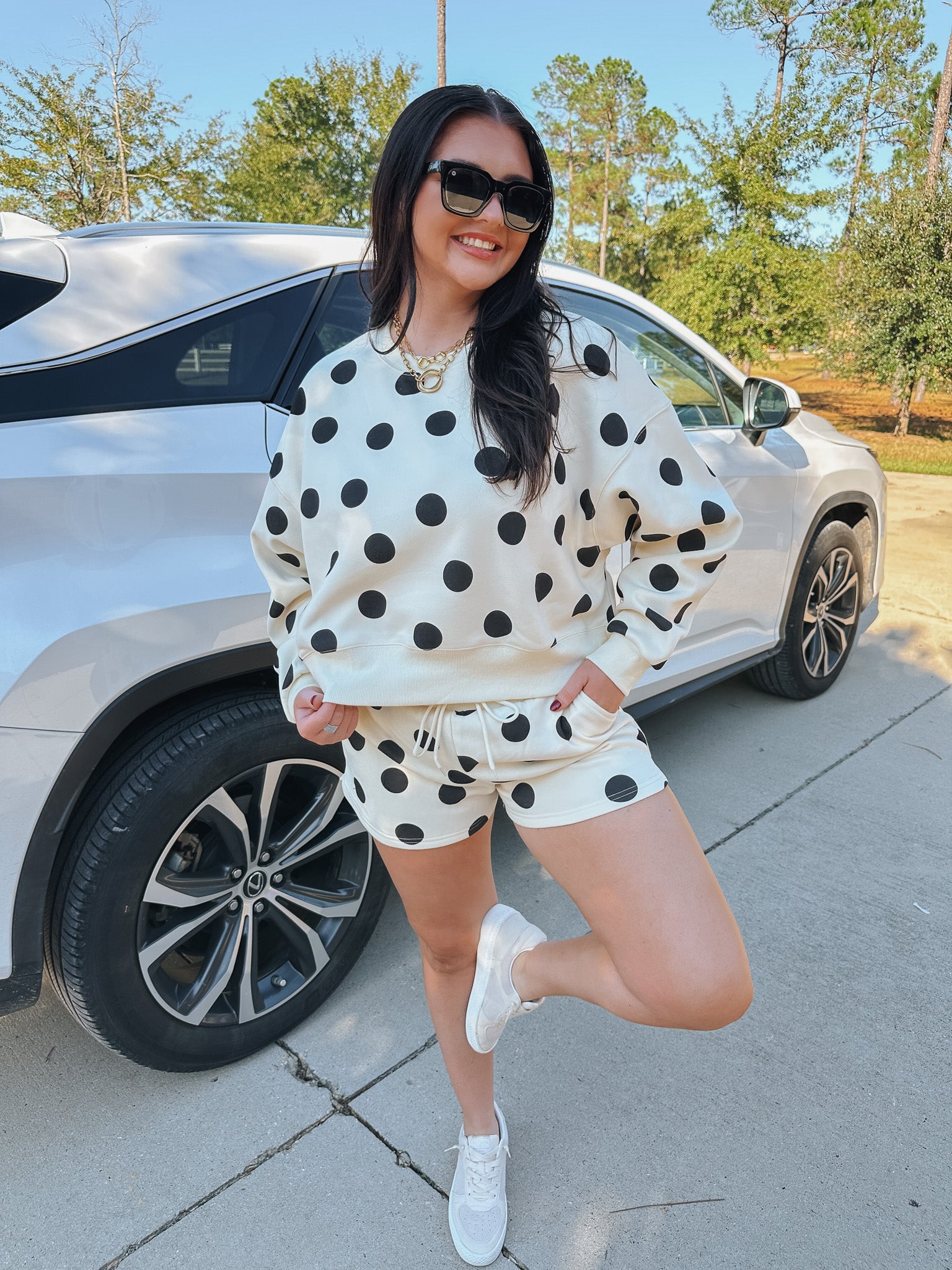 Polka Dot Cream Shorts