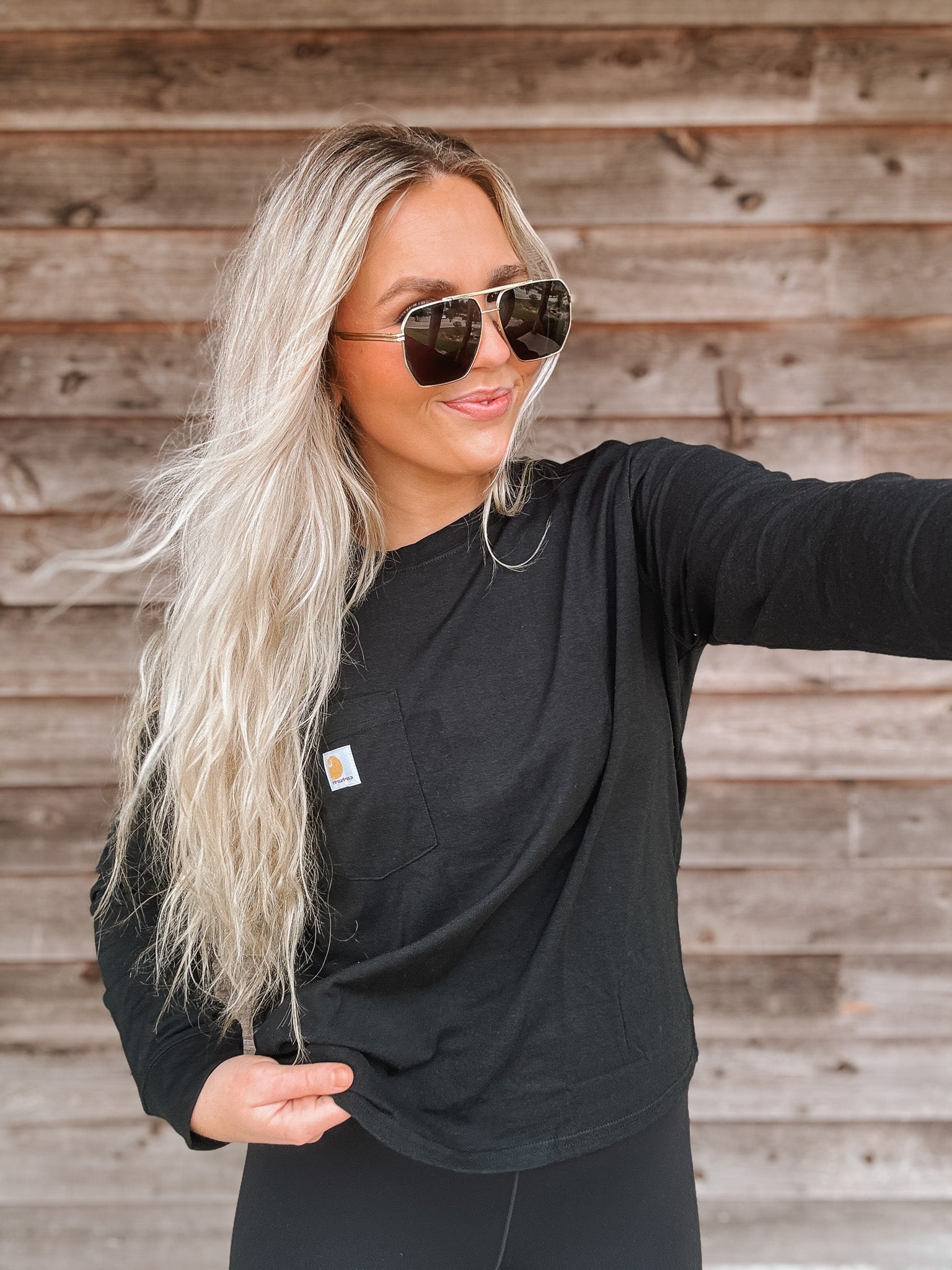 Women's Carhartt TENCEL Loose Fit Long-Sleeve T-Shirt in Black