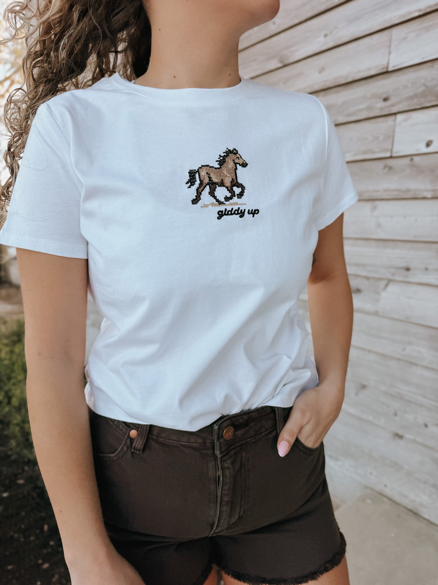 Giddy Up Babydoll Tee in White