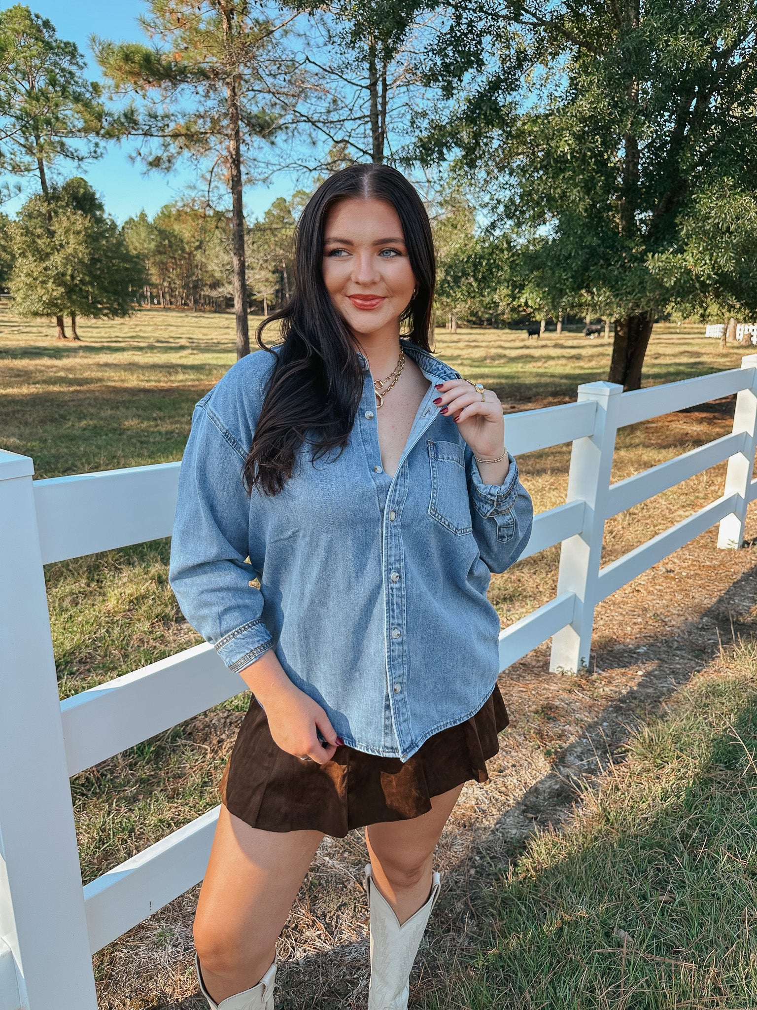 Evening Sunset Oversized Denim Shirt