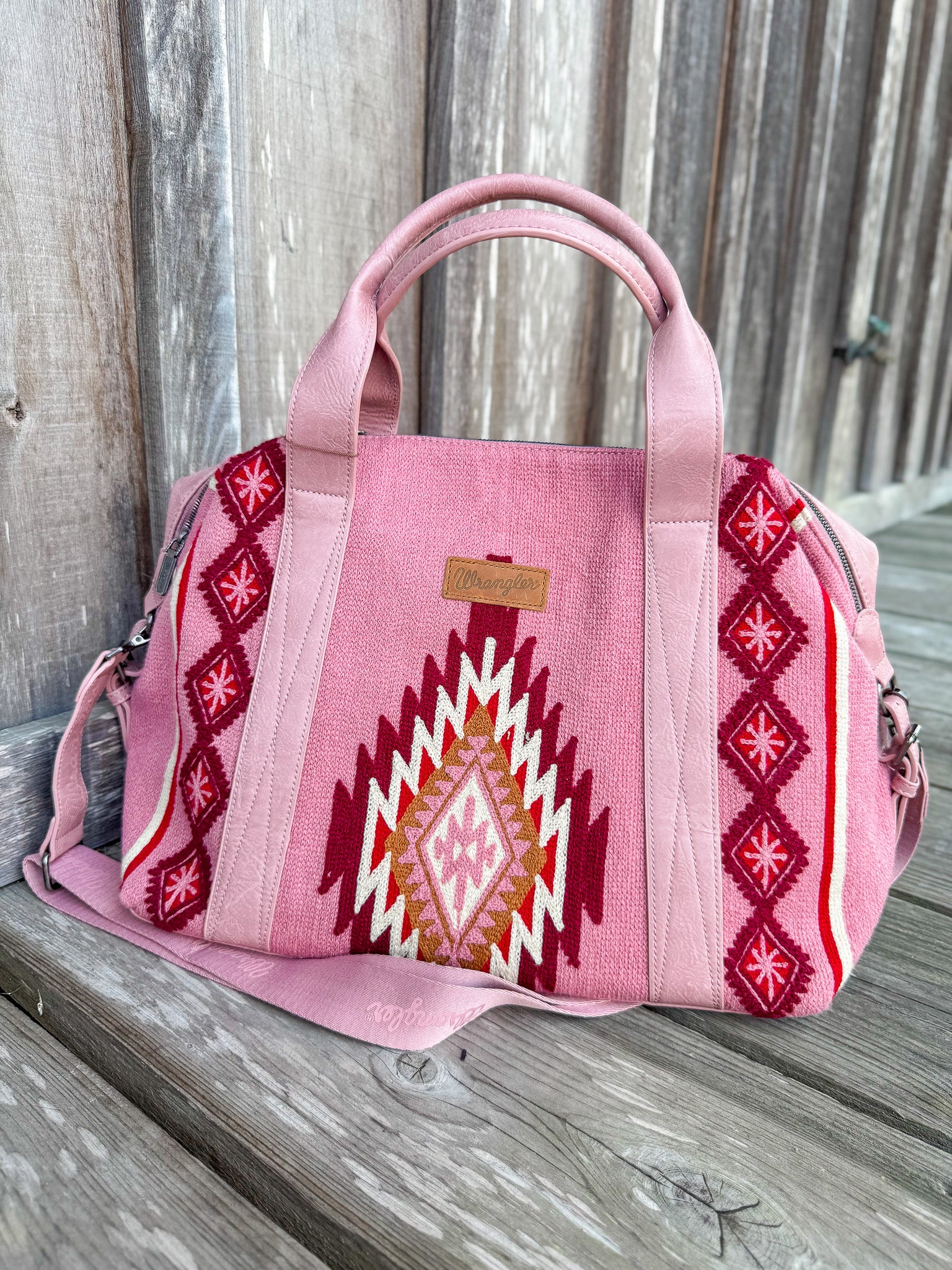 Wrangler Southwestern Print Duffle Bag in Hot Pink