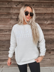 Local Girl Moon Cotton Crewneck in Light Sand