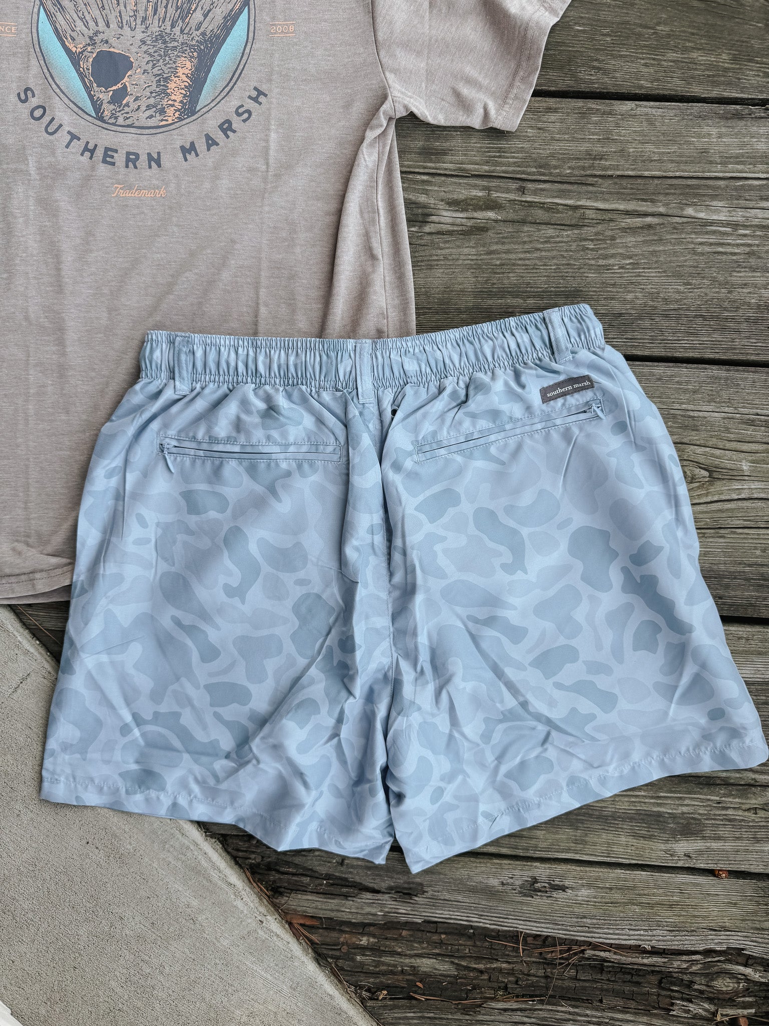 Men's Southern Marsh La Costa Lined Swim Trunk in Washed Slate Camo