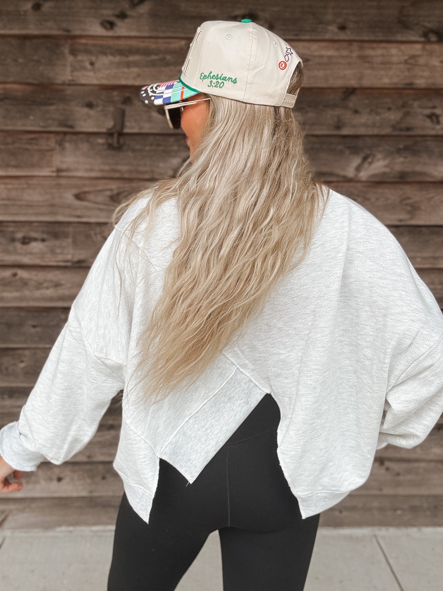 Asymmetric Hem Terry Sweatshirt in Ash Grey