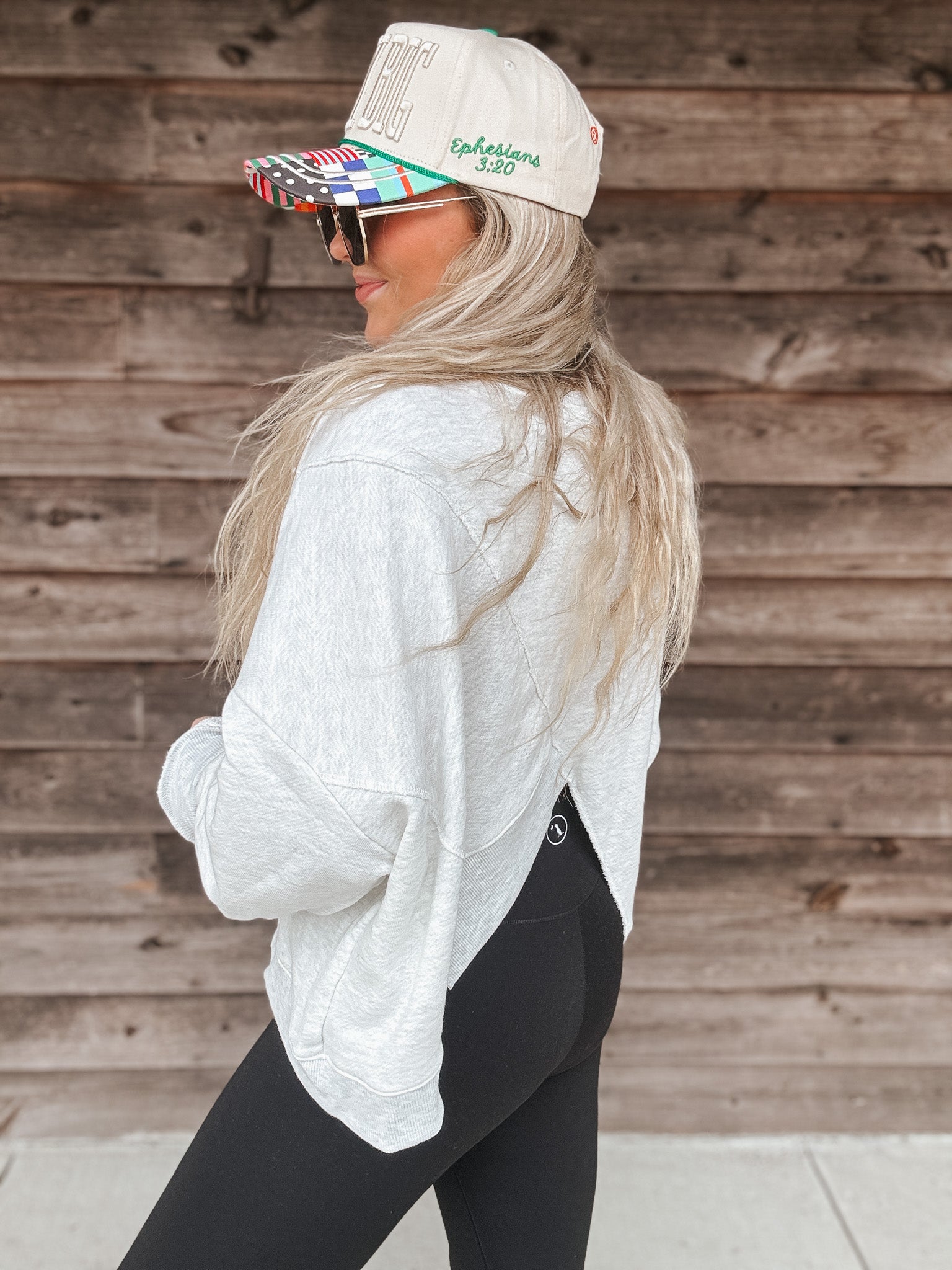 Asymmetric Hem Terry Sweatshirt in Ash Grey