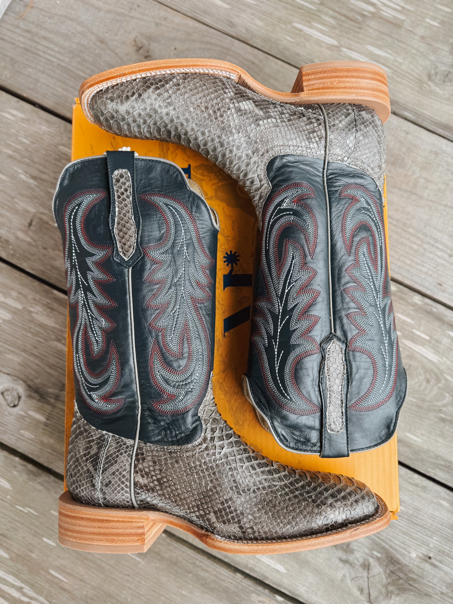 Men's Randy Watson Grey Sueded Back Cut Python Boots