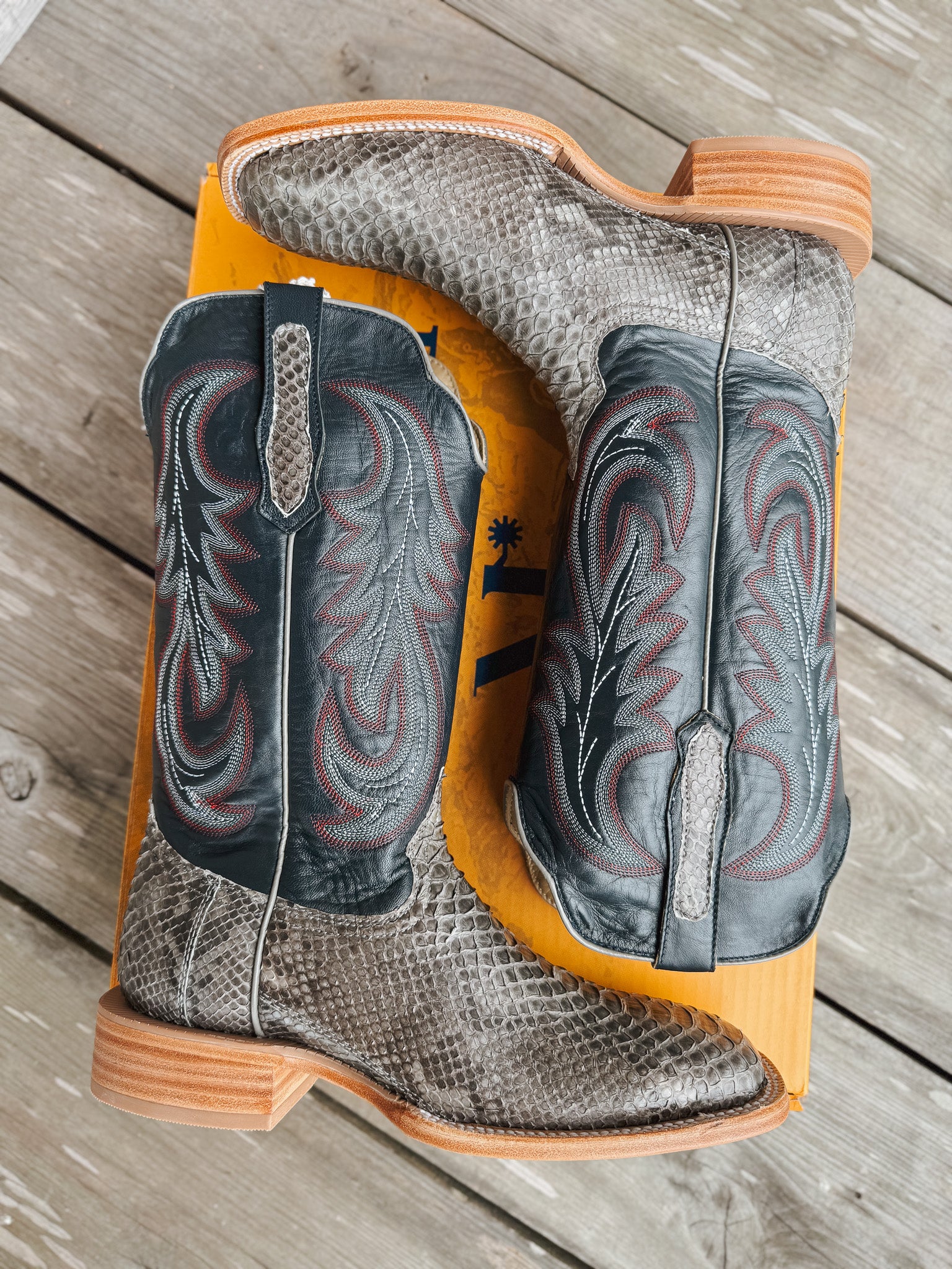 Men's Randy Watson Grey Sueded Back Cut Python Boots – Boot Country