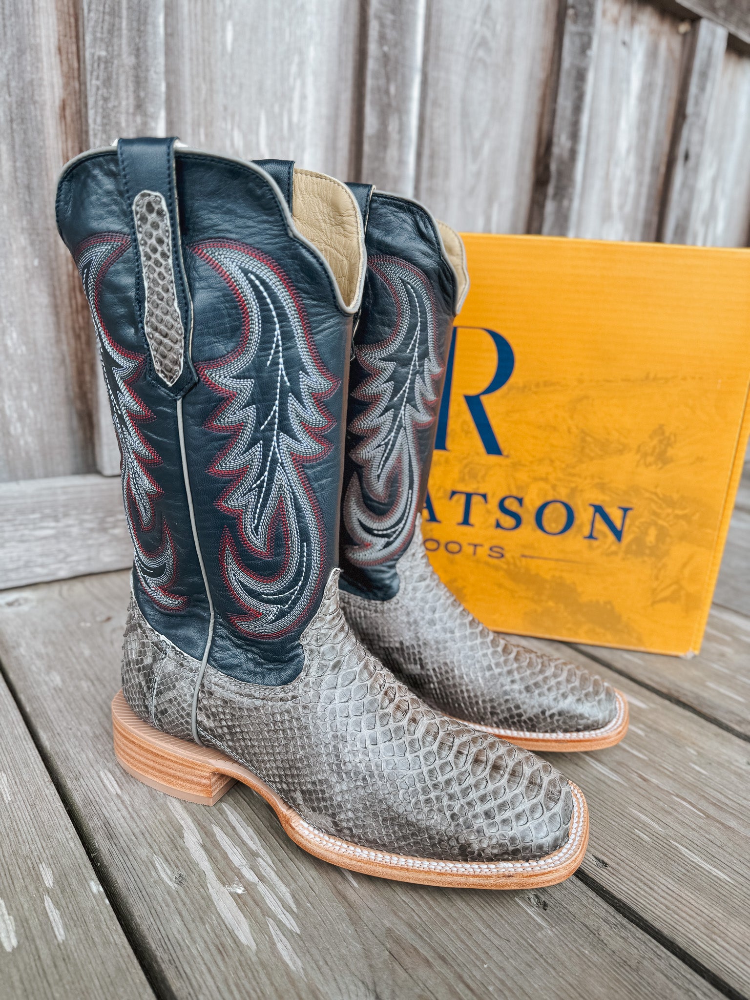 Men's Randy Watson Grey Sueded Back Cut Python Boots