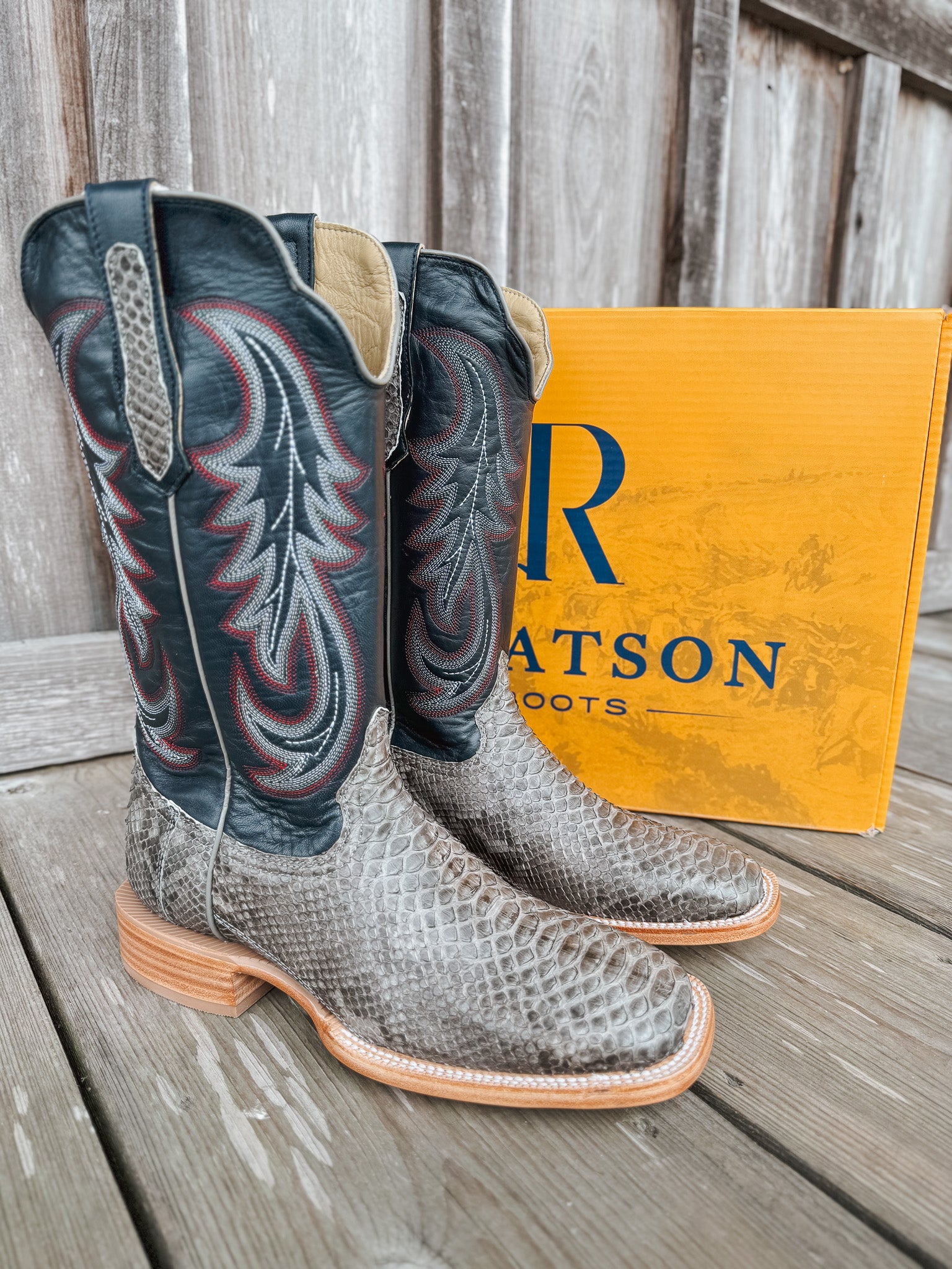 Men's Randy Watson Grey Sueded Back Cut Python Boots – Boot Country
