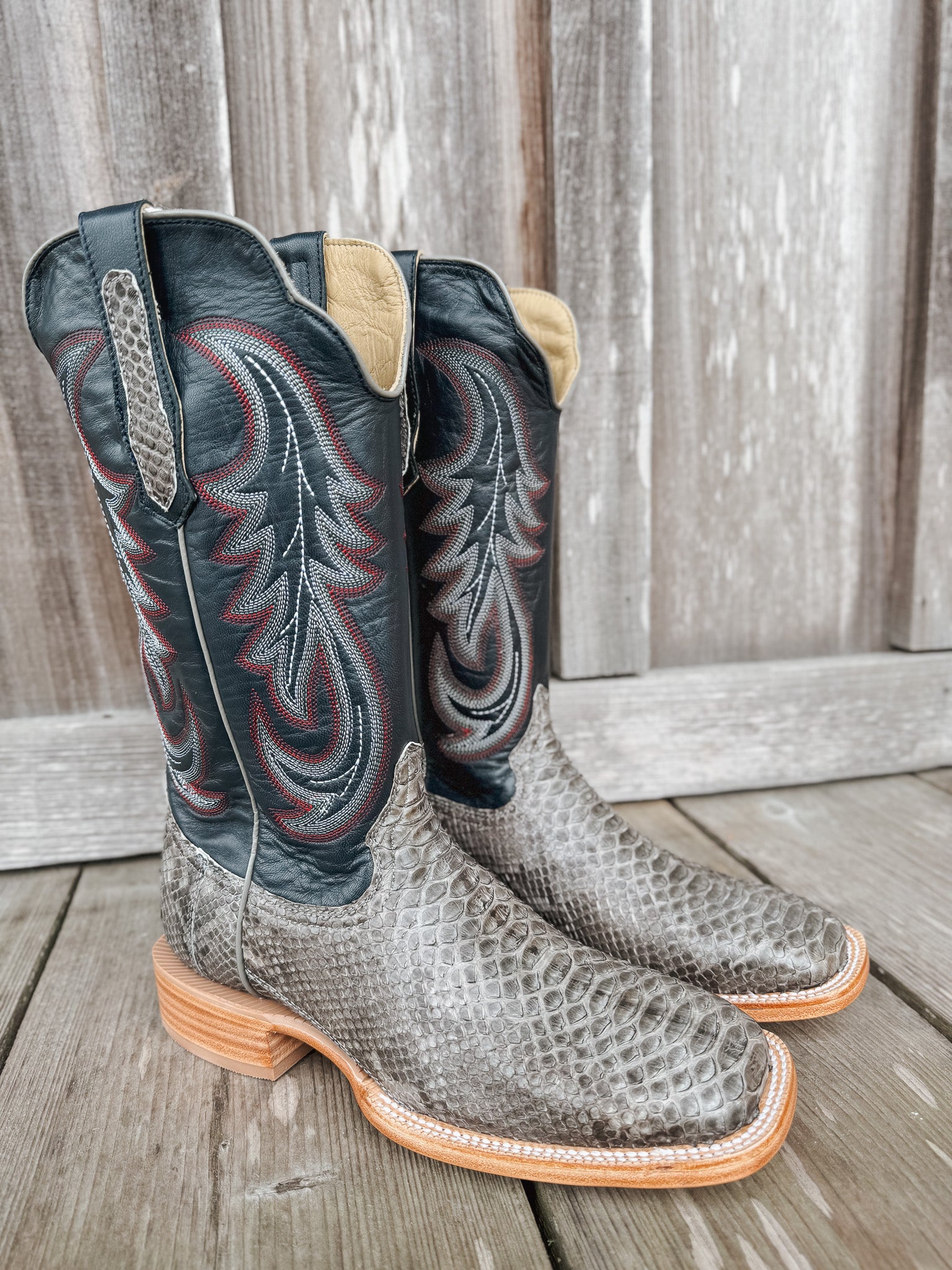 Men's Randy Watson Grey Sueded Back Cut Python Boots