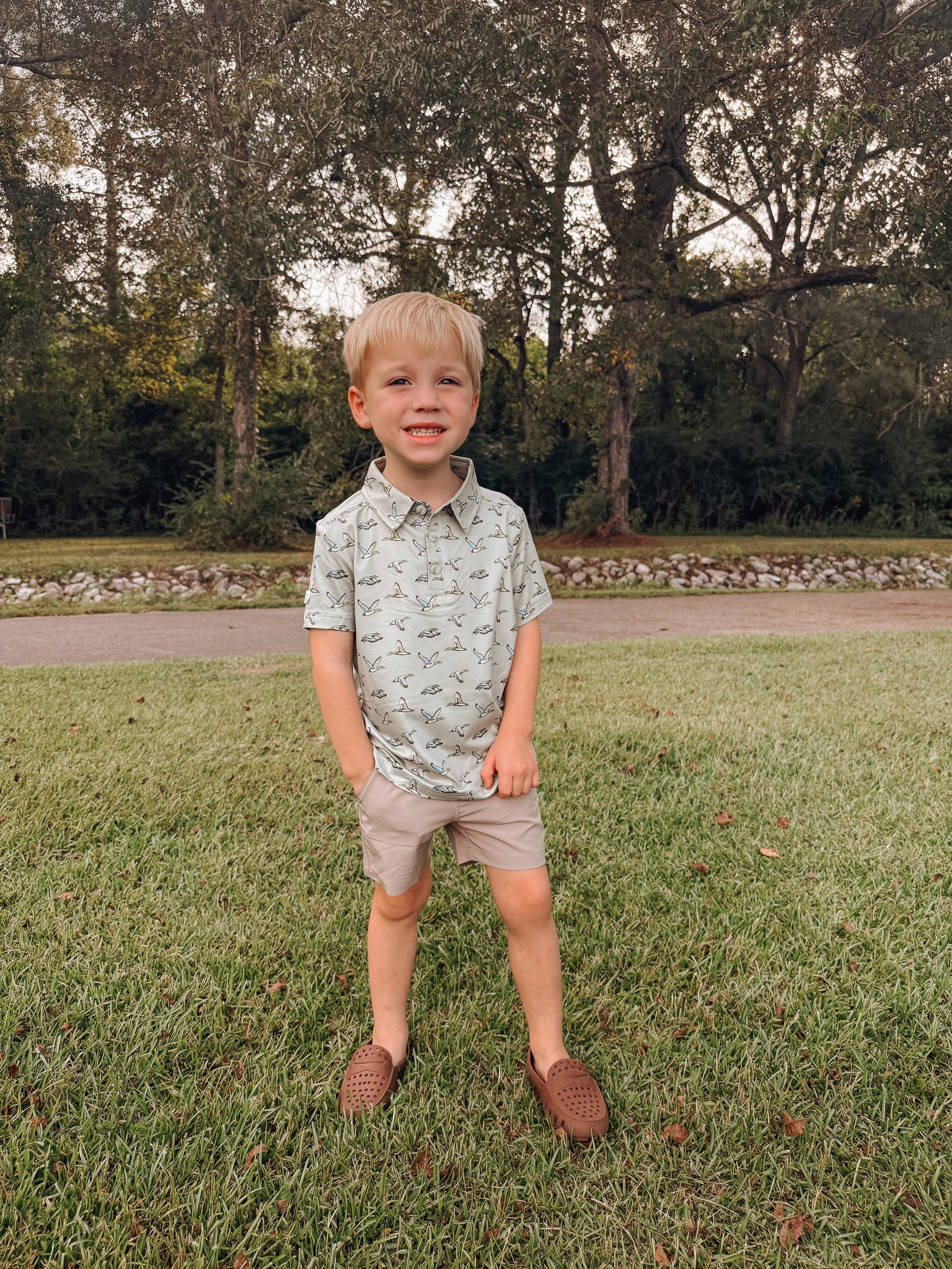 Burlebo Flying Ducks Youth Polo in Green