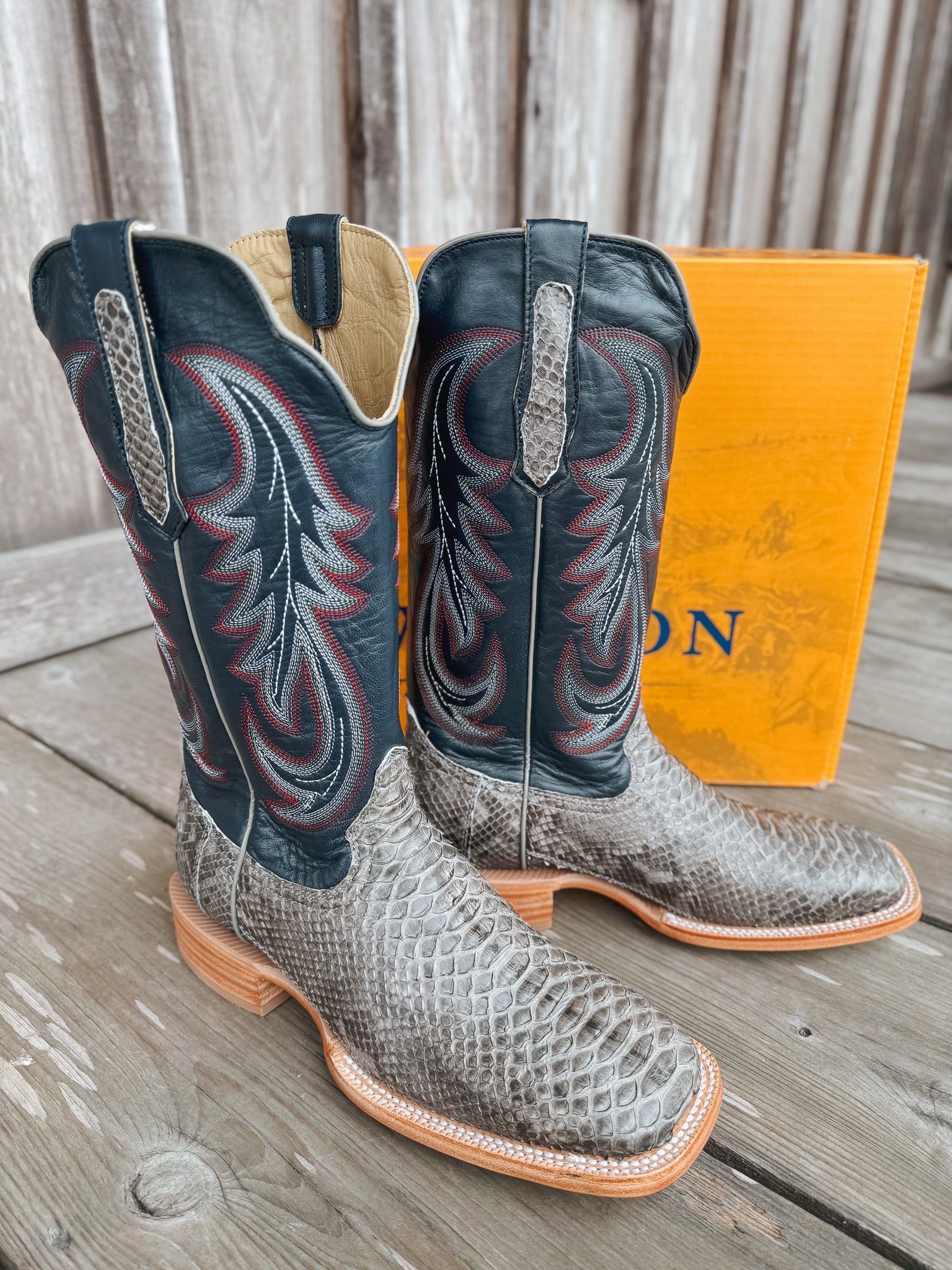 Men's Randy Watson Grey Sueded Back Cut Python Boots