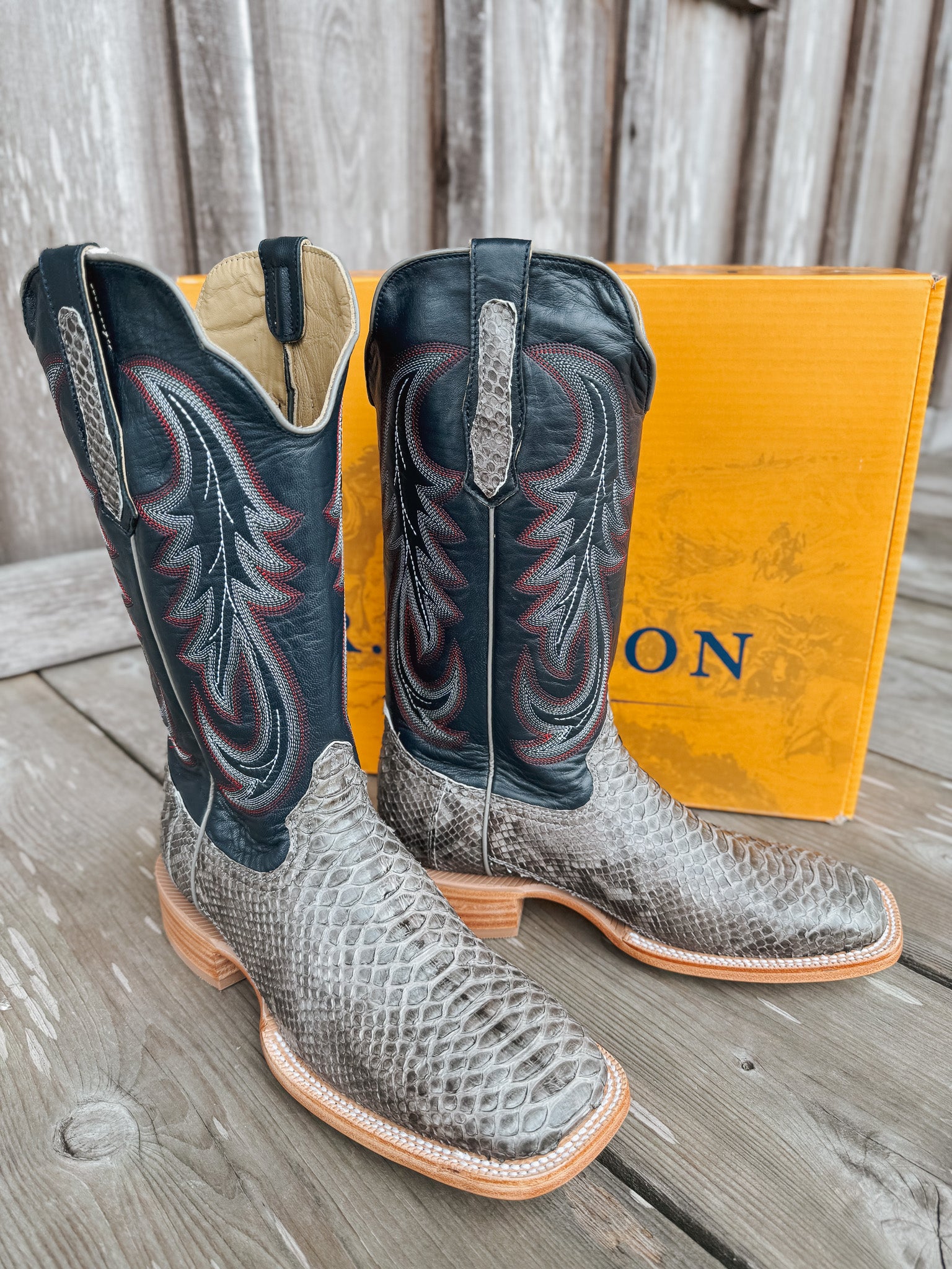 Men's Randy Watson Grey Sueded Back Cut Python Boots