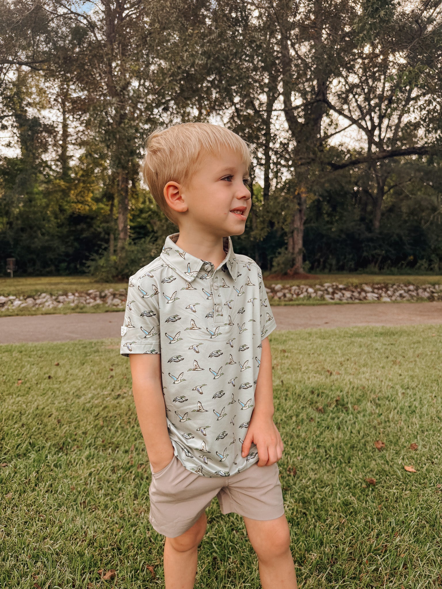 Burlebo Flying Ducks Youth Polo in Green