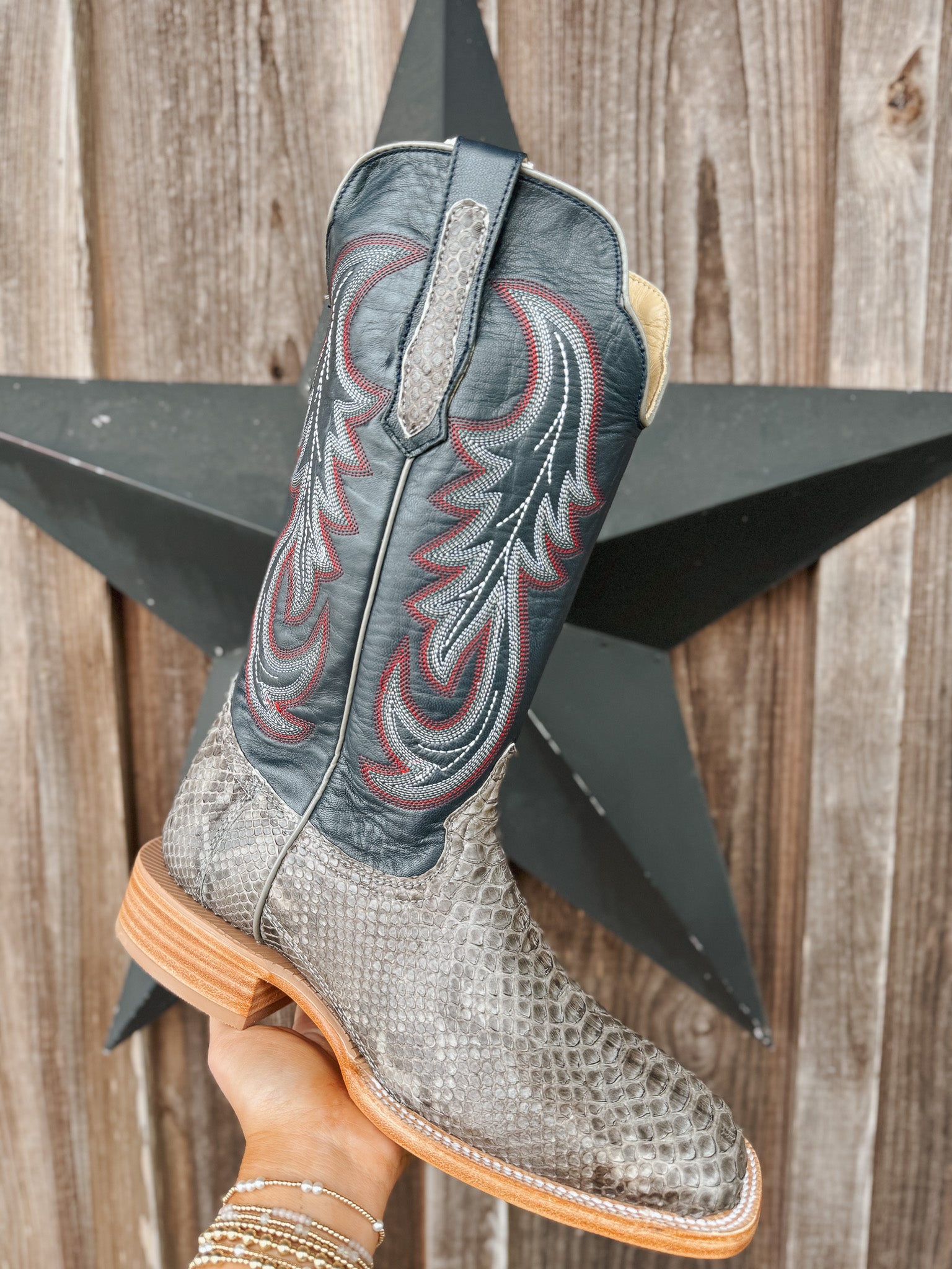 Men's Randy Watson Grey Sueded Back Cut Python Boots