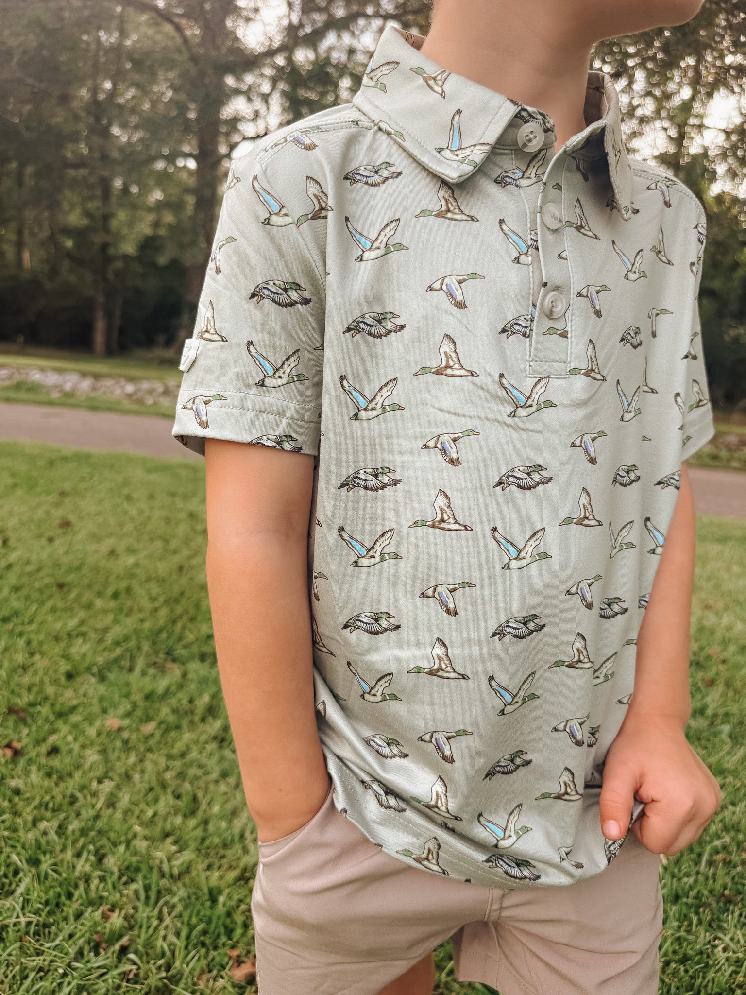 Burlebo Flying Ducks Youth Polo in Green