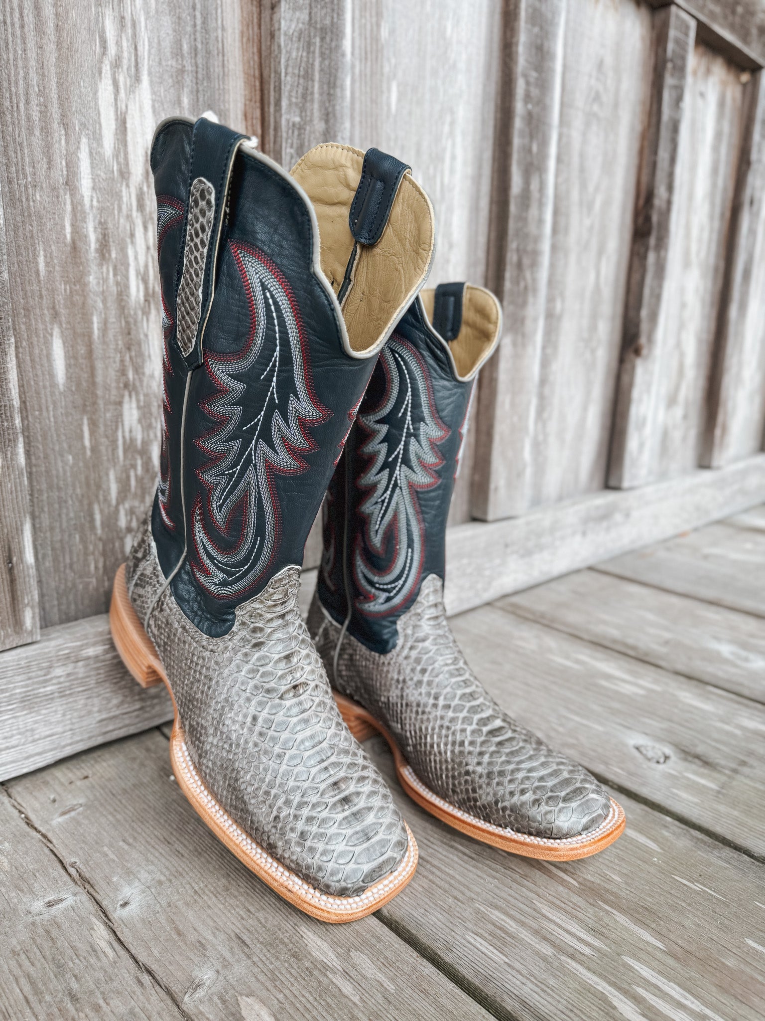 Men's Randy Watson Grey Sueded Back Cut Python Boots – Boot Country