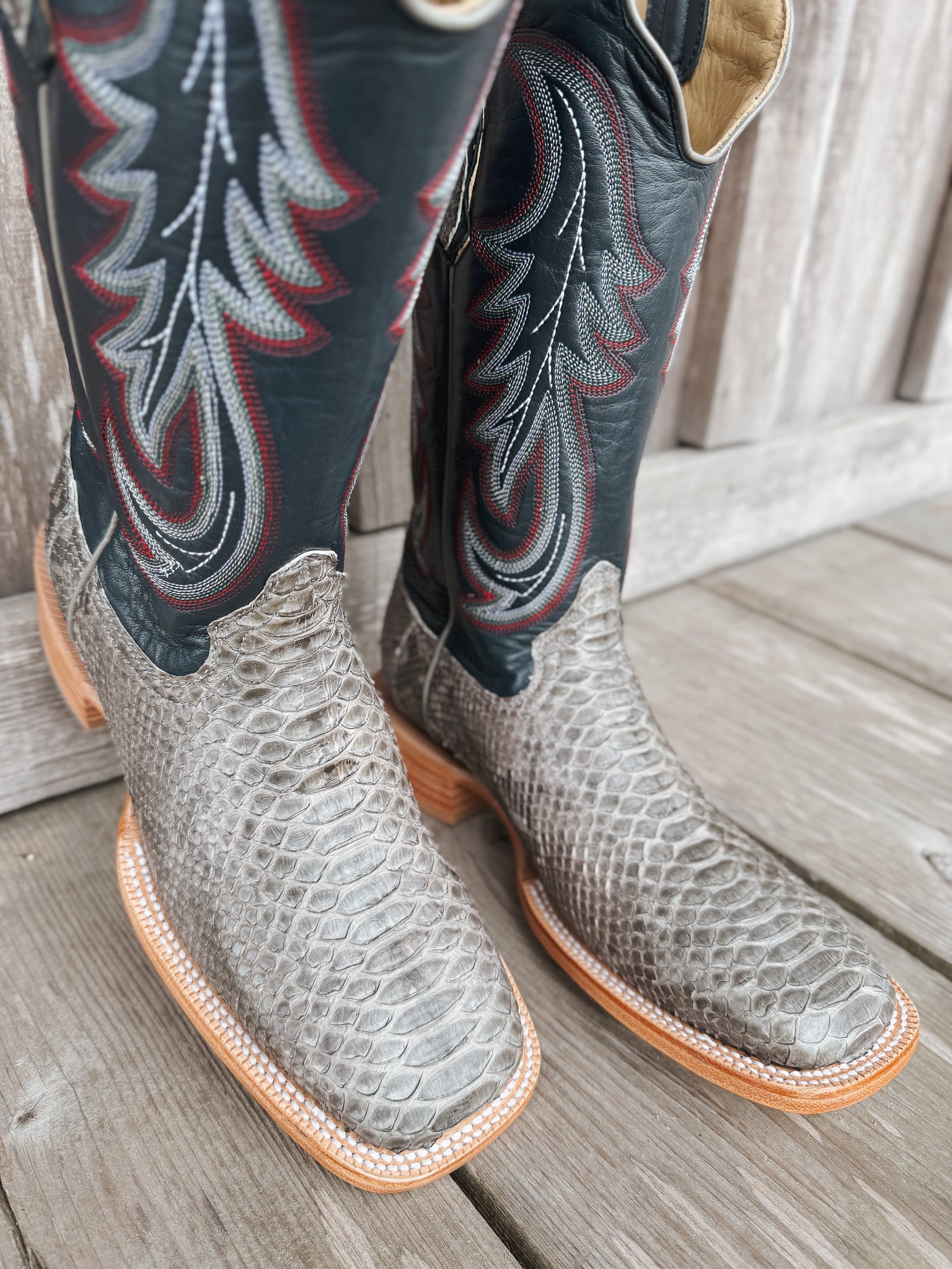 Men's Randy Watson Grey Sueded Back Cut Python Boots