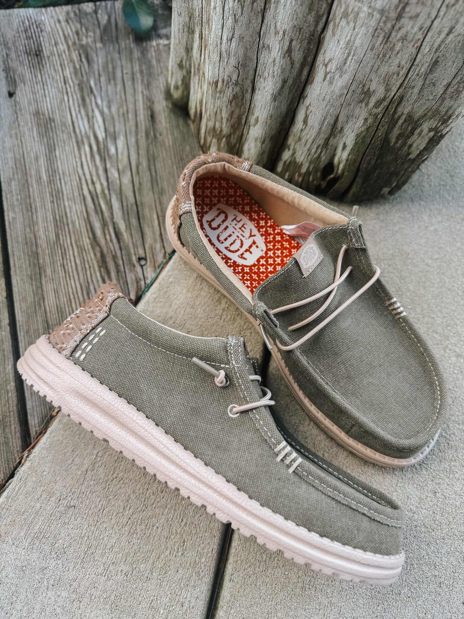 Men's Hey Dude Wally Workwear Dusky Green/Cream