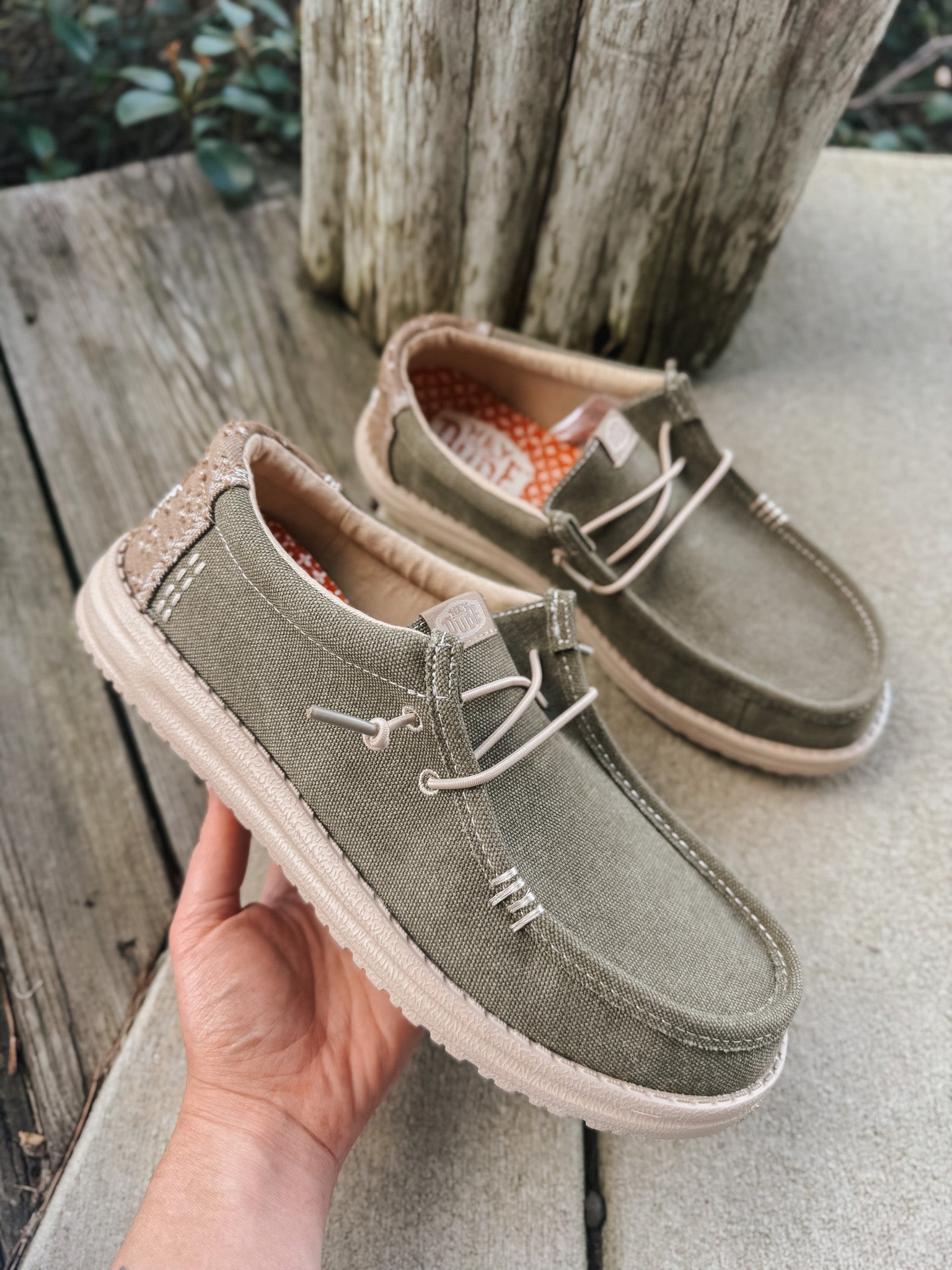 Men's Hey Dude Wally Workwear Dusky Green/Cream