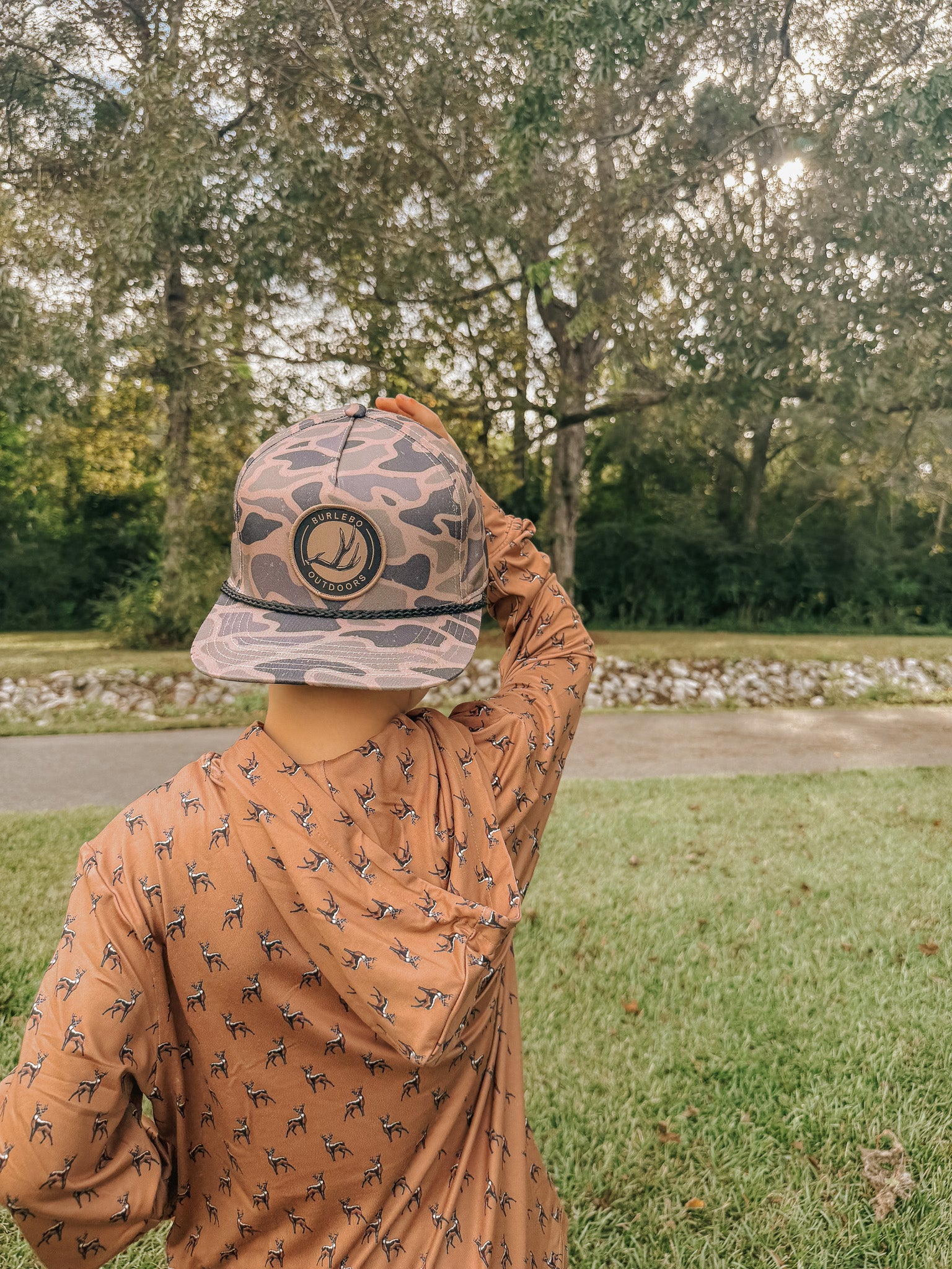 Youth Burlebo Performance Hoodie - Whitetail Deer - Brown