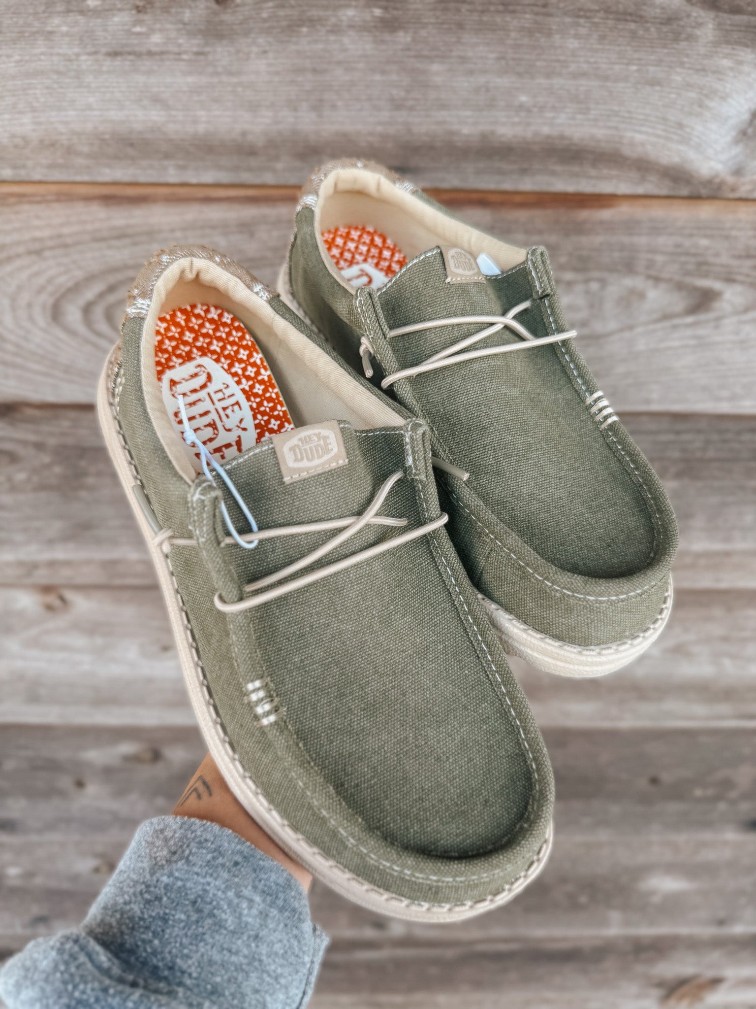 Men's Hey Dude Wally Workwear Dusky Green/Cream