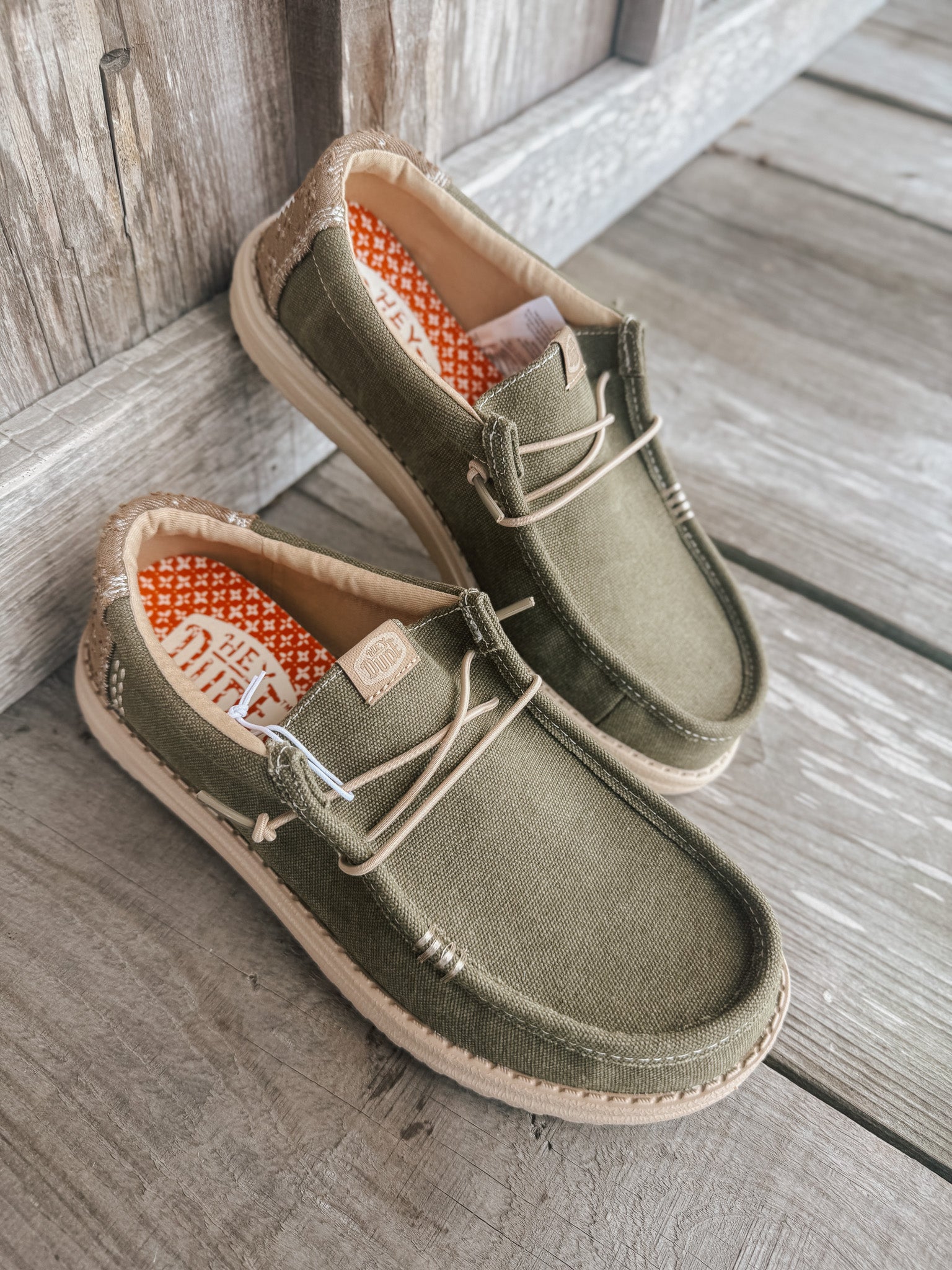 Men's Hey Dude Wally Workwear Dusky Green/Cream Men's Hey Dude Wally Workwear Dusky Green/Cream