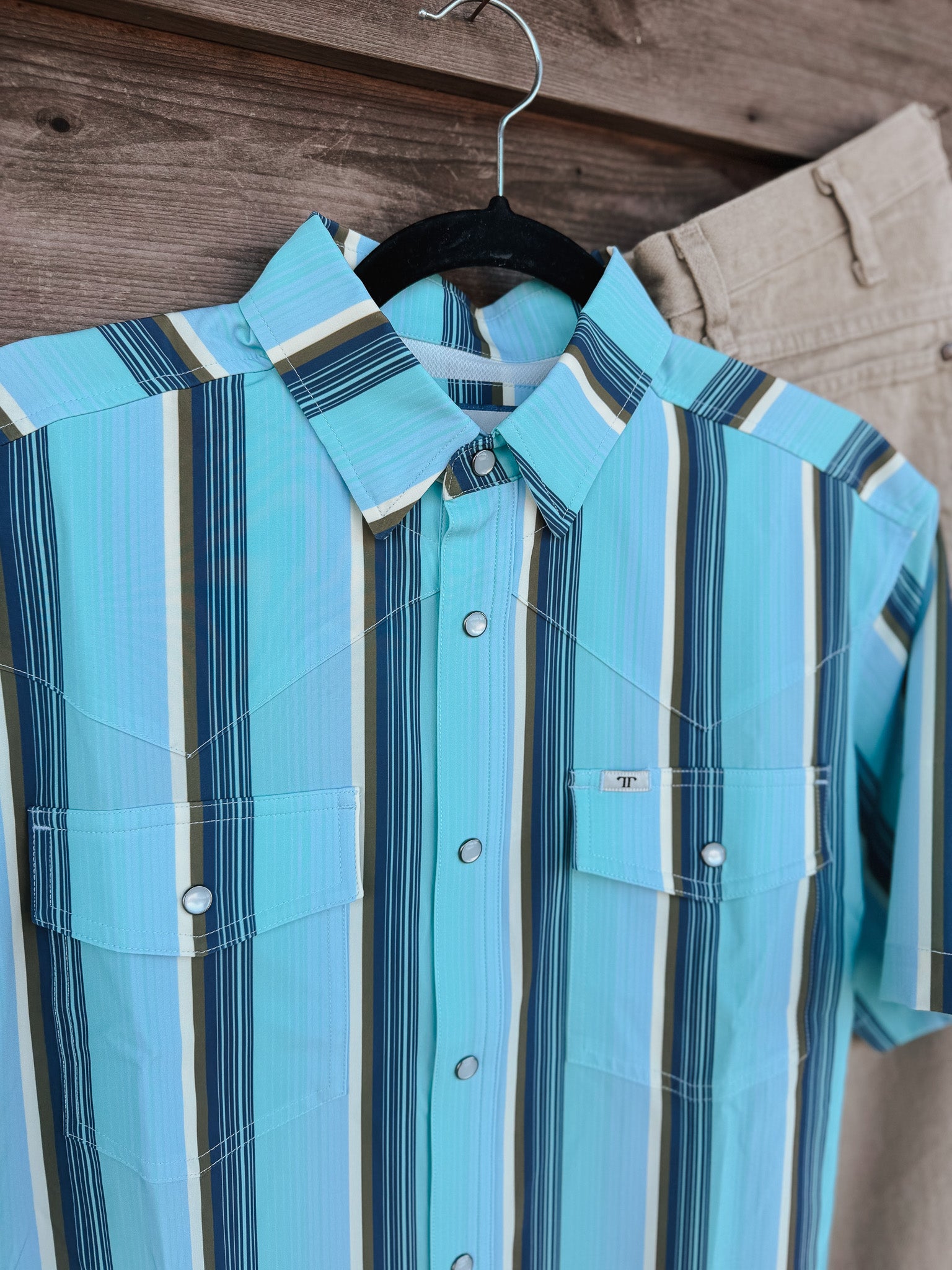 The Tristan in Blue - Short Sleeve Snap Shirt