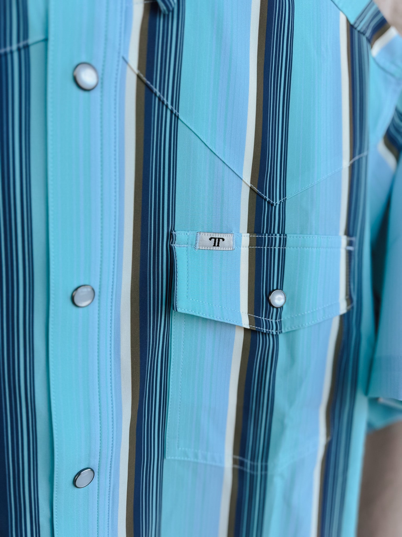 The Tristan in Blue - Short Sleeve Snap Shirt