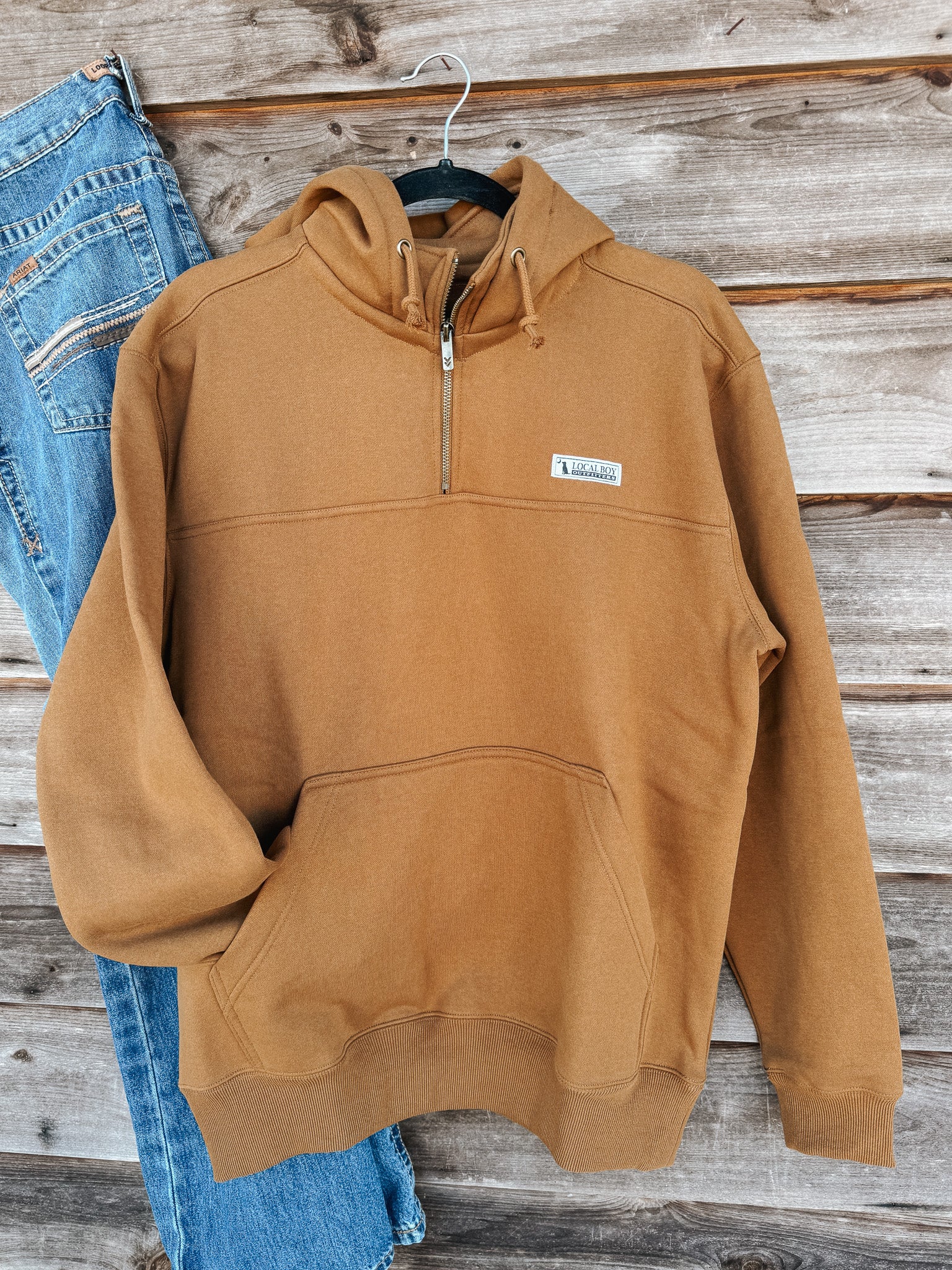Men's Local Boy Quarter Zip Hoodie in Rust