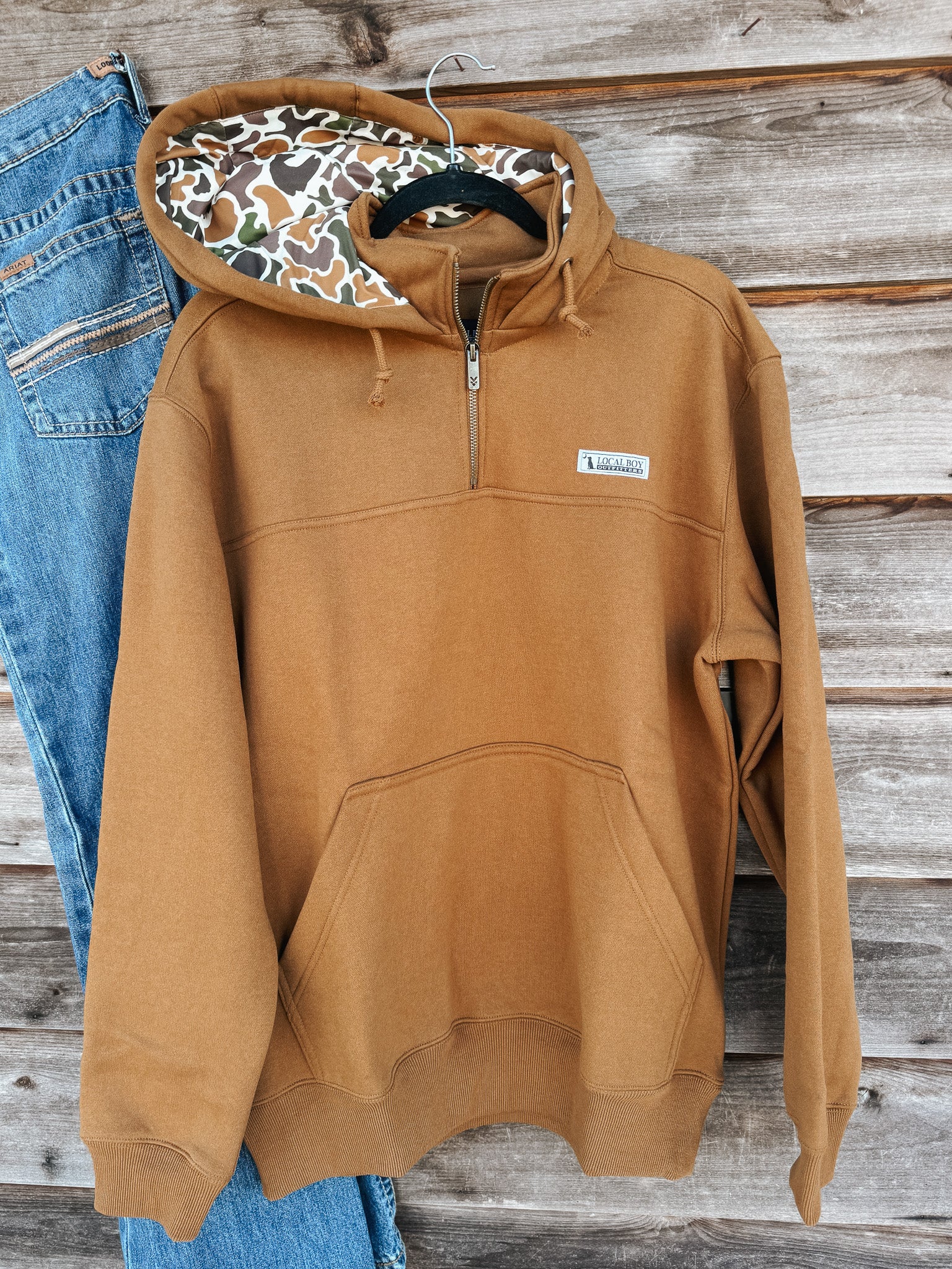 Men's Local Boy Quarter Zip Hoodie in Rust