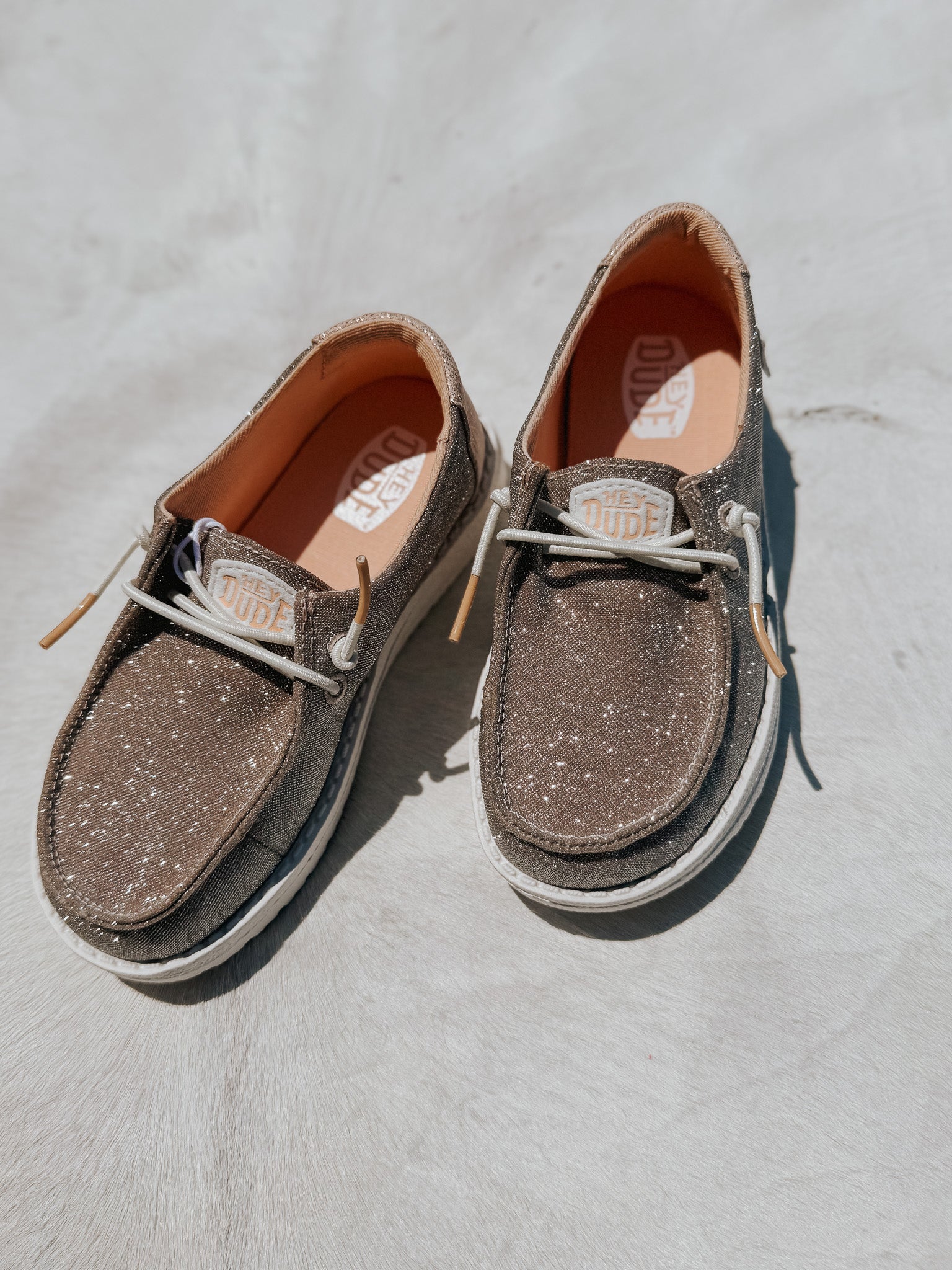 Hey Dude Wendy Youth Metallic Sparkle Rose Gold