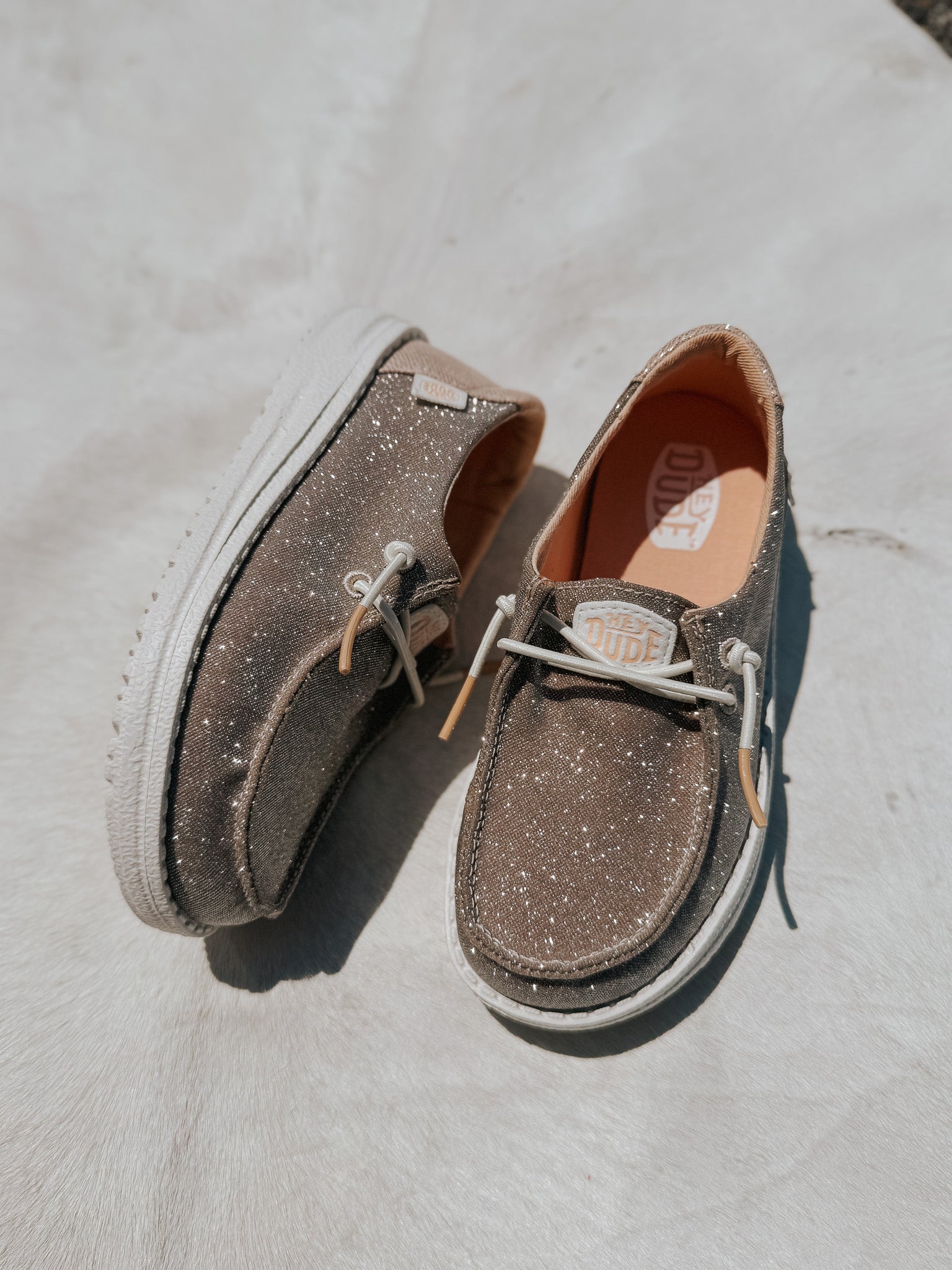 Hey Dude Wendy Youth Metallic Sparkle Rose Gold