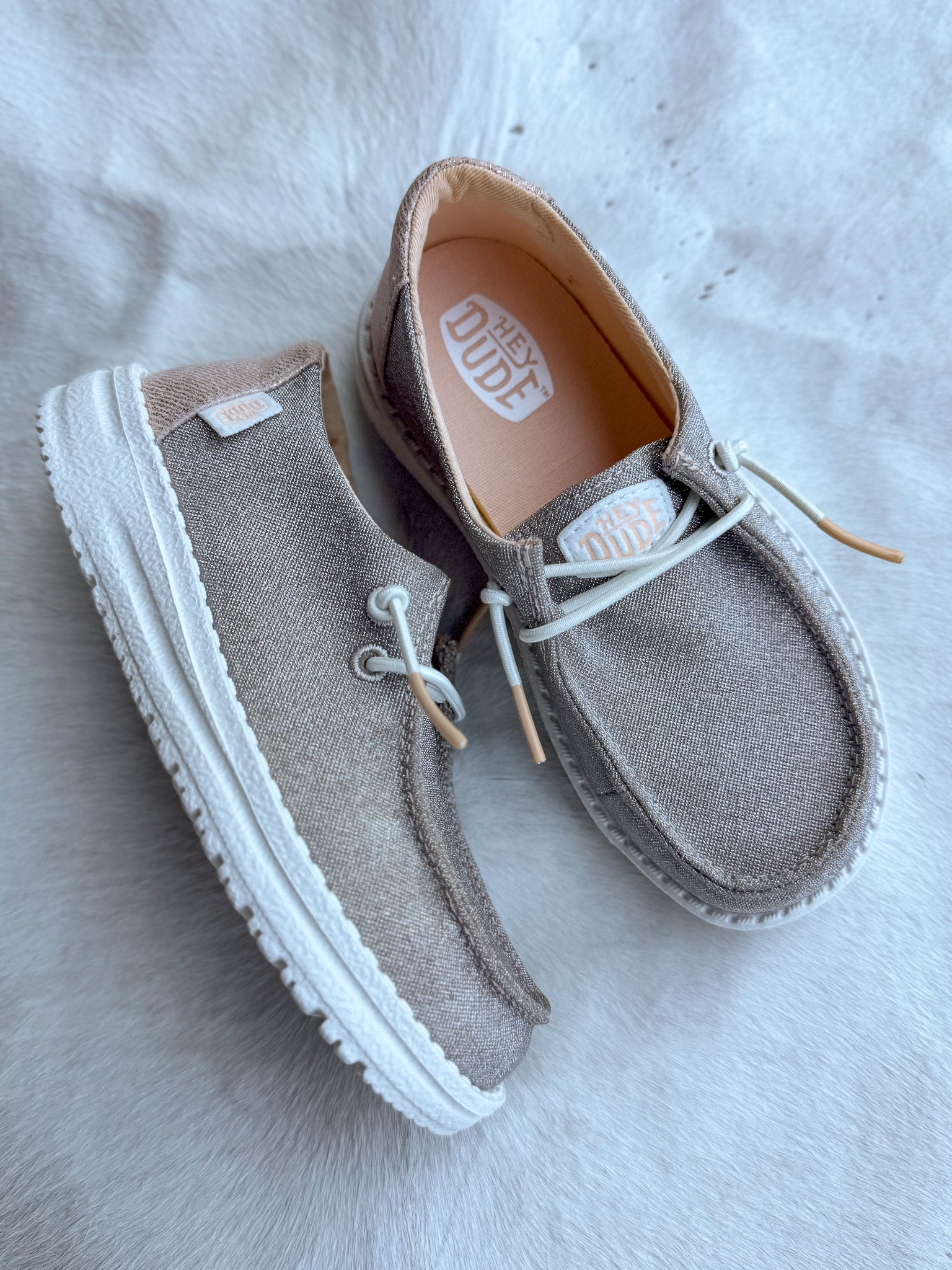 Hey Dude Wendy Youth Metallic Sparkle Rose Gold