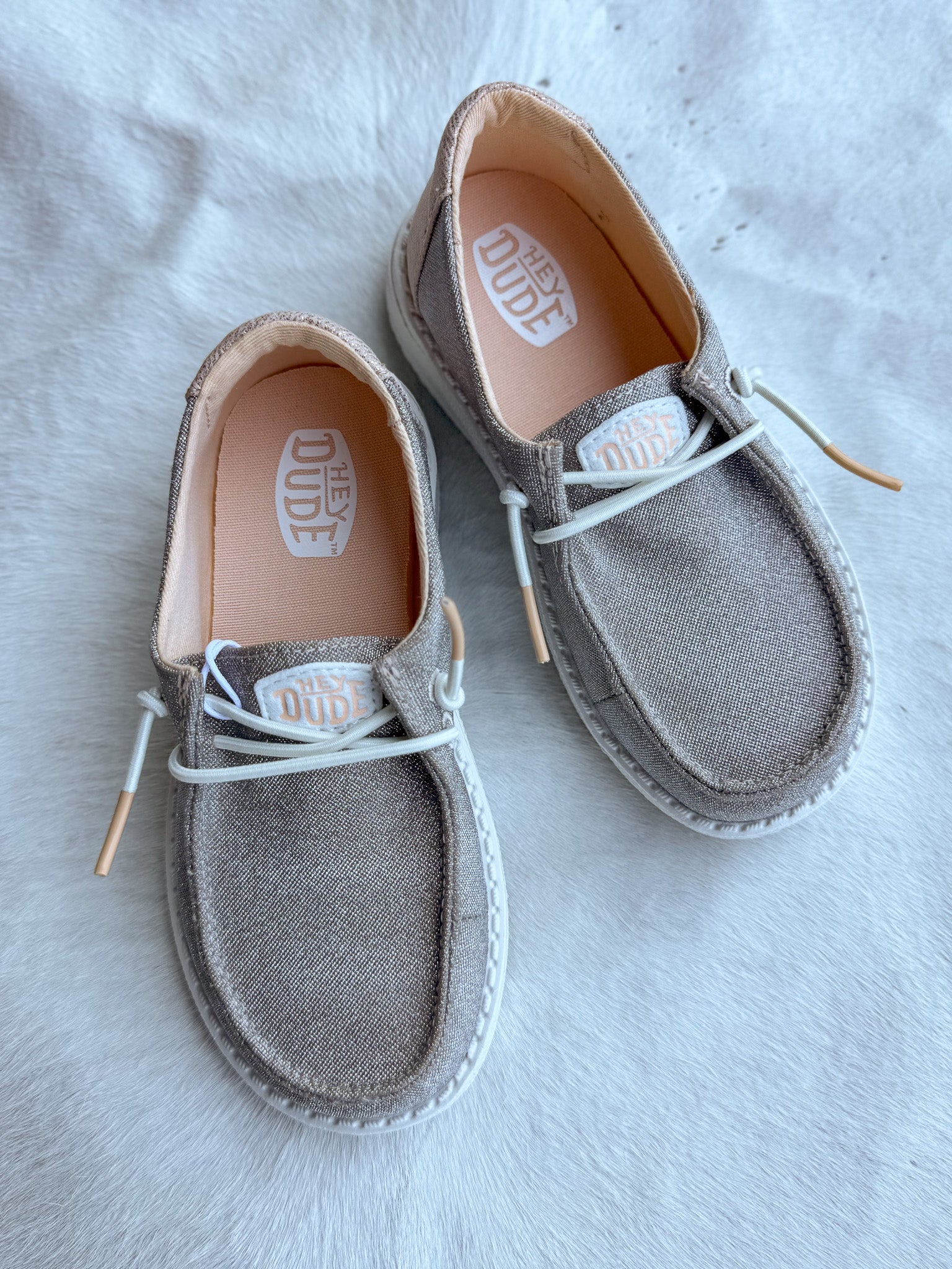 Hey Dude Wendy Youth Metallic Sparkle Rose Gold